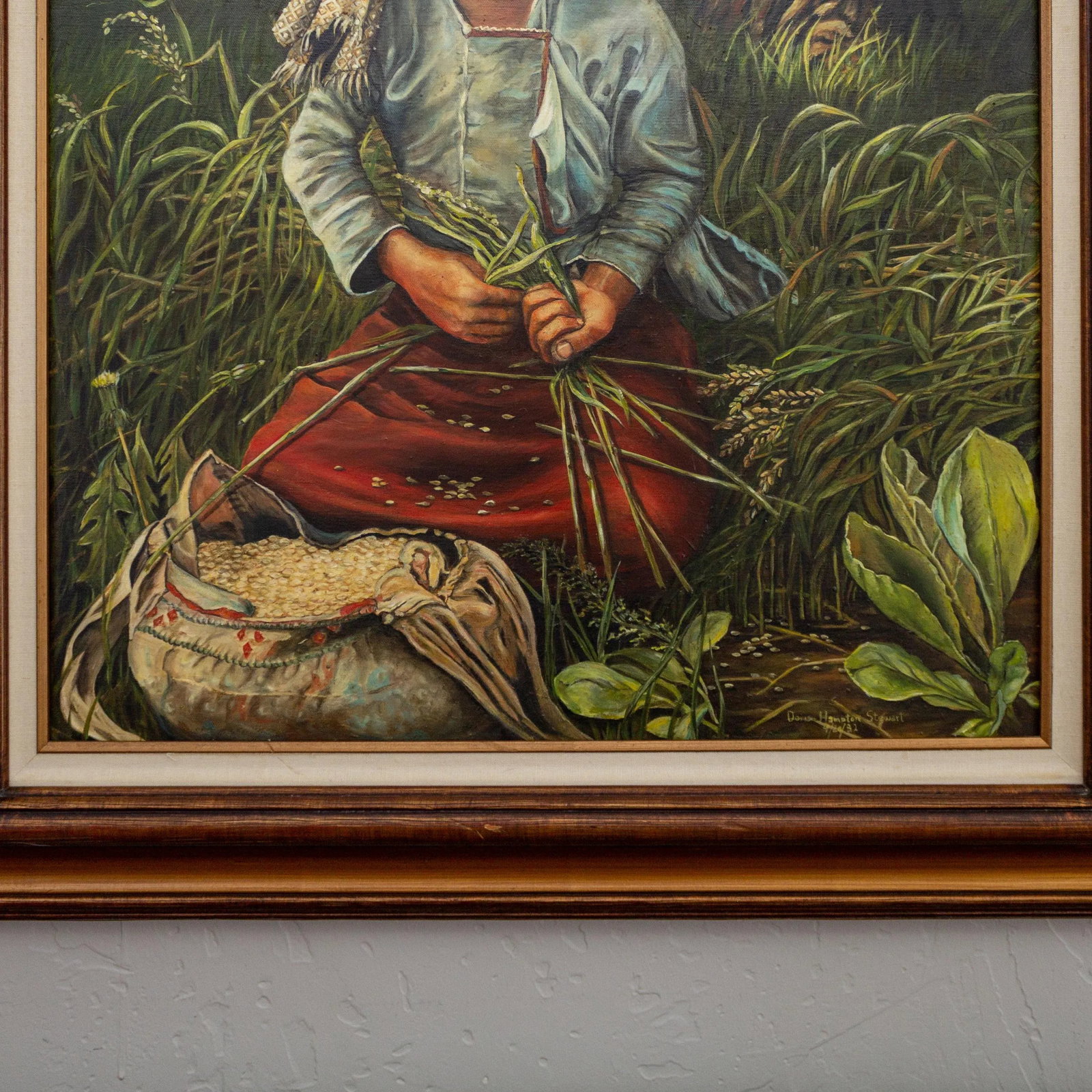 Oil Painting Portrait of an Asian Girl in a Field | Signed and Framed - 6
