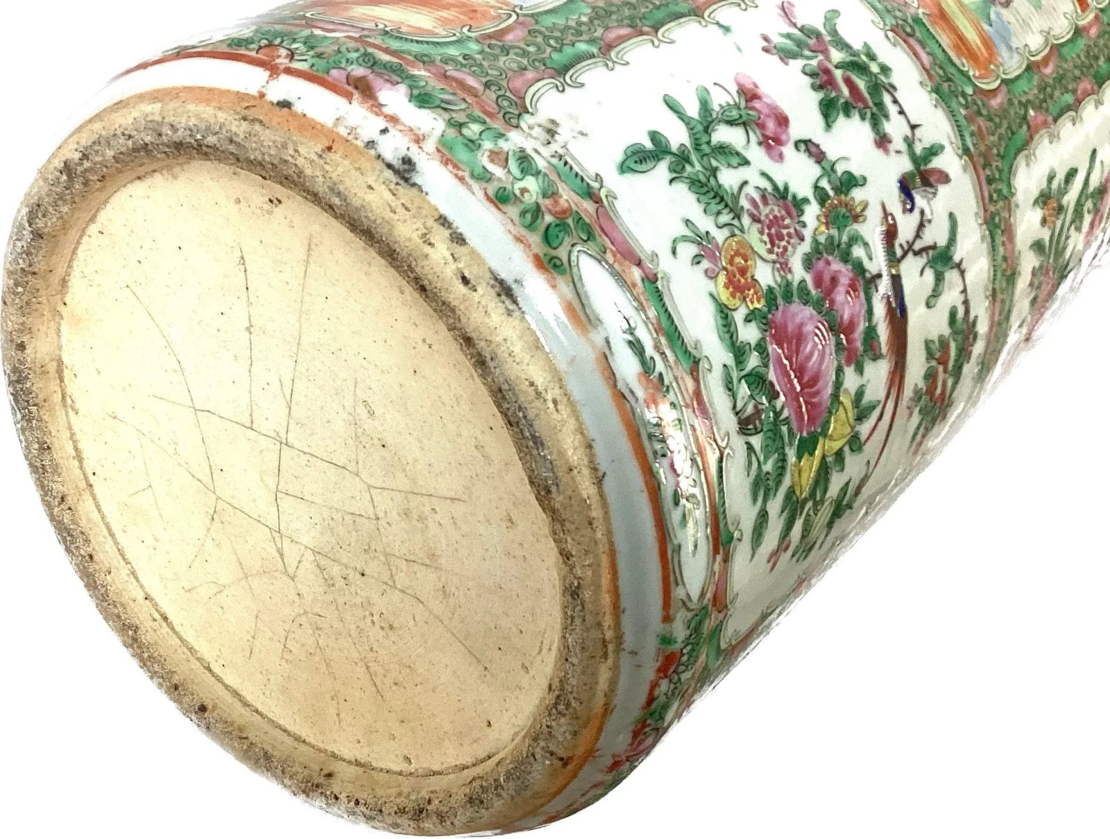 Antique Chinese Rose Medallion Umbrella Stand - 5