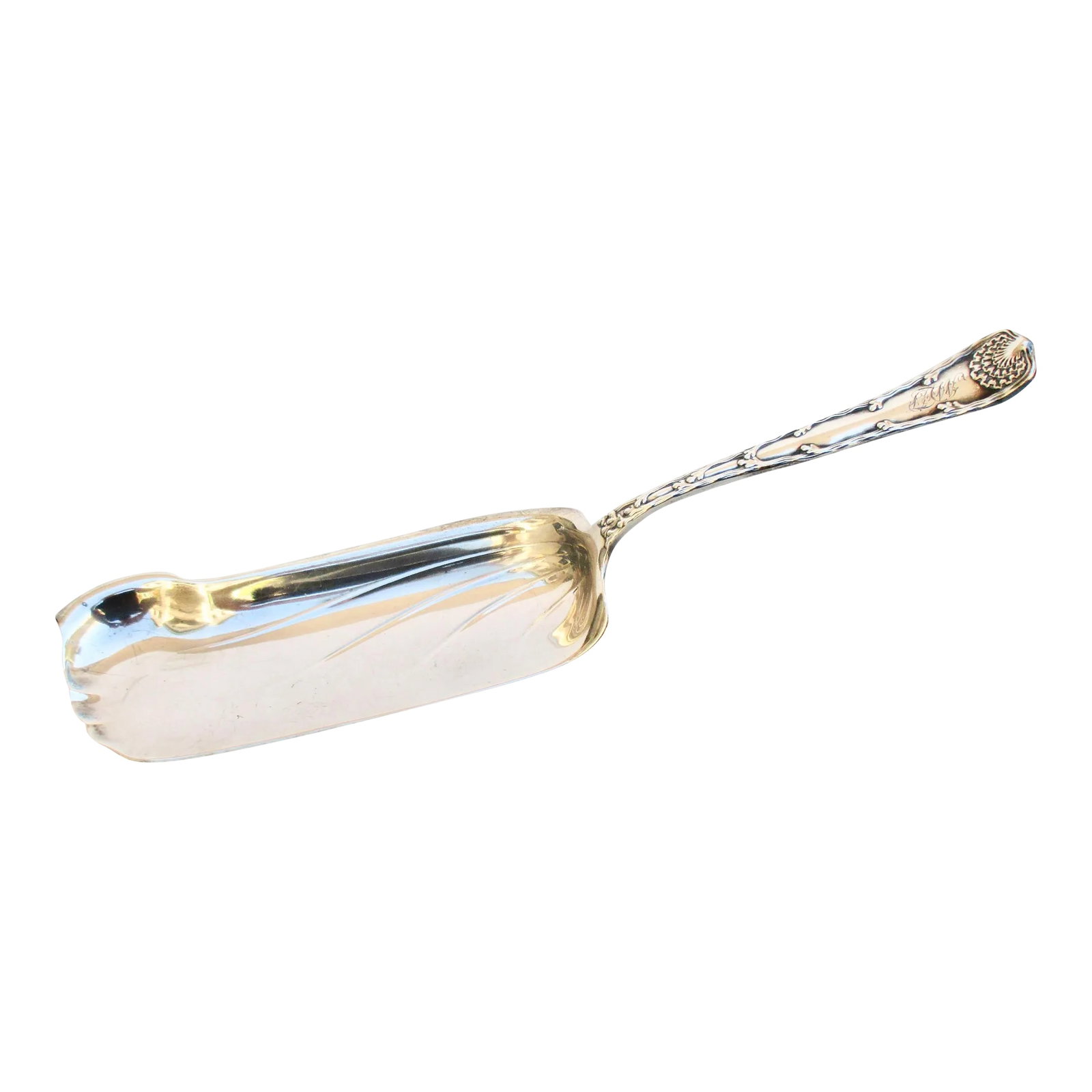 Tiffany Sterling Silver Wave Edge Server Circa 1890s: Tiffany & Co. Wave Edge pattern from the 1880s'. Beautiful and well-known Tiffany design by Charles T. Grosjean, A large serving piece ( known as a Crumber) with Tiffany marks to the reverse and