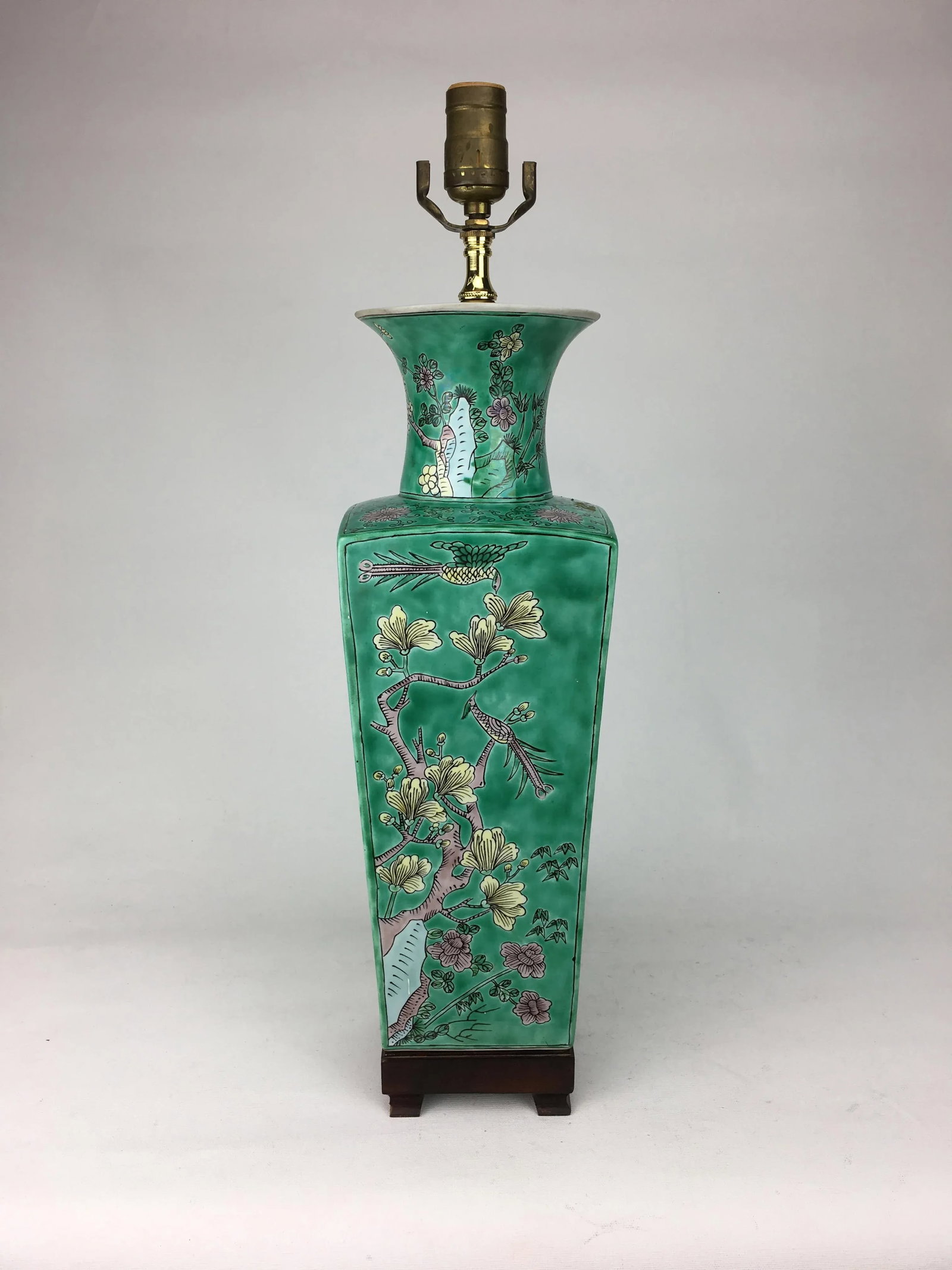 1970s Vintage Vase Lamp With Lotus Flowers - 2