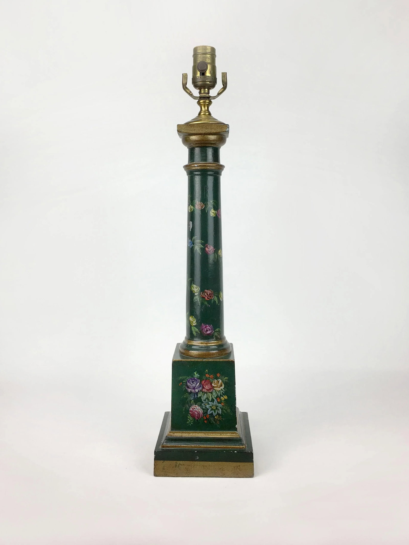 1970s Botanical Motif Column Table Lamp - 7