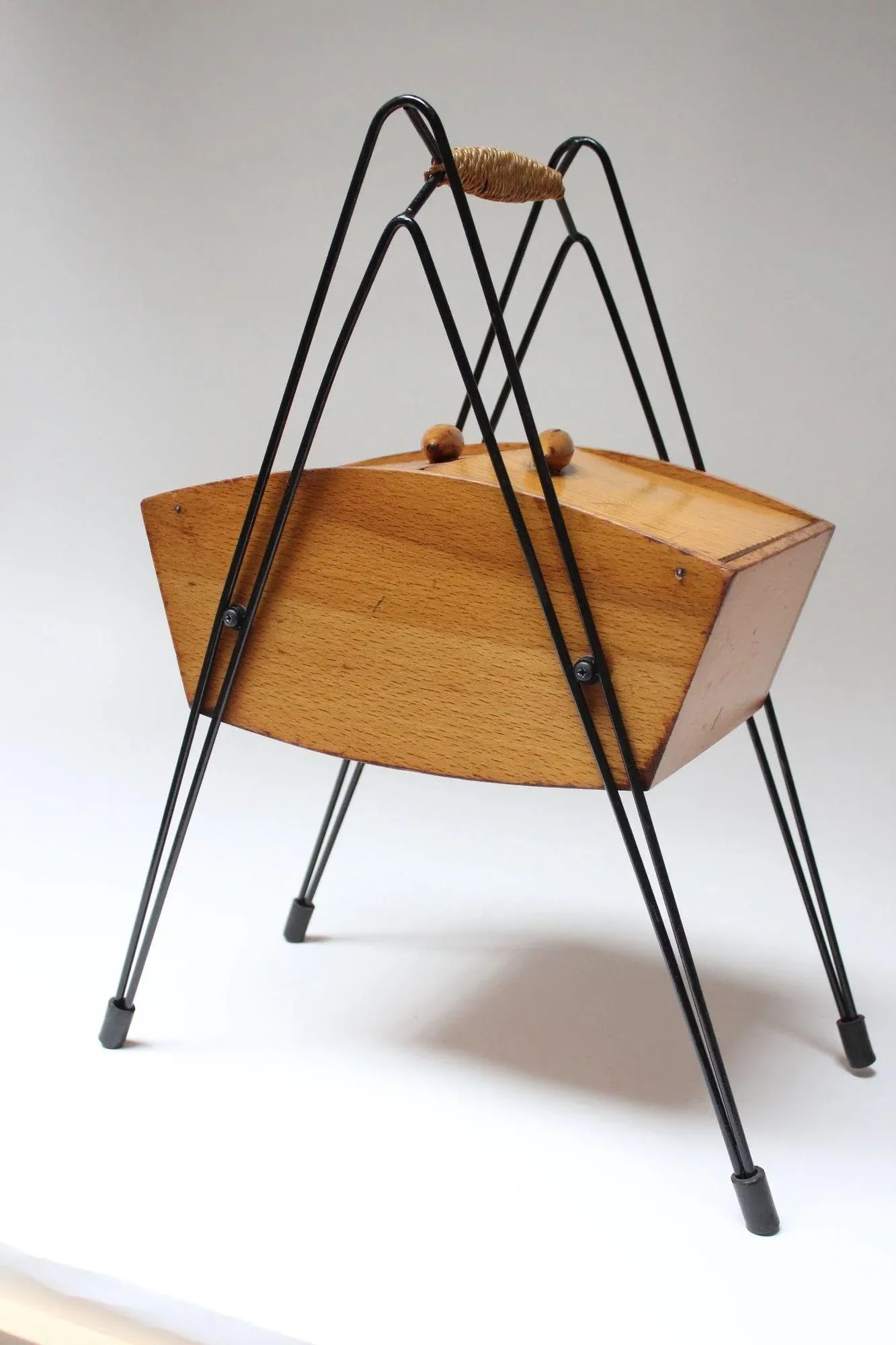Petite Mid-Century Italian Maple and Metal Sewing Box - 2