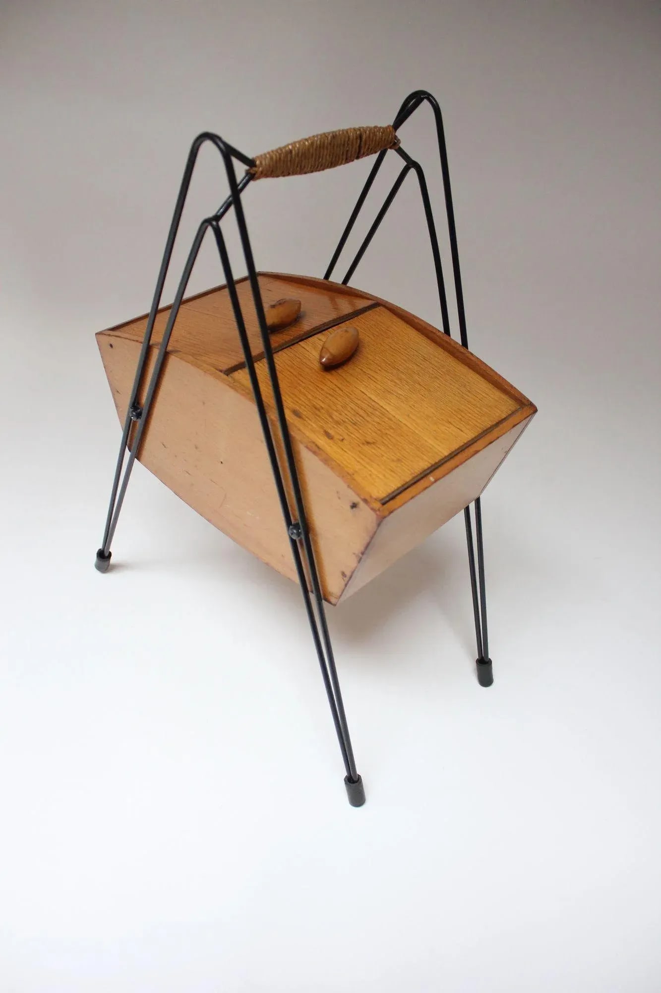 Petite Mid-Century Italian Maple and Metal Sewing Box - 3