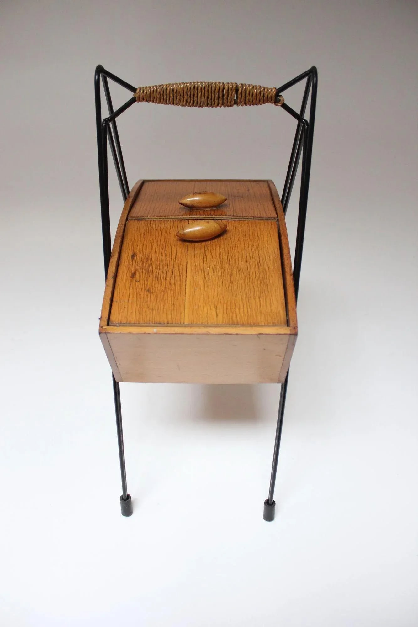 Petite Mid-Century Italian Maple and Metal Sewing Box - 4