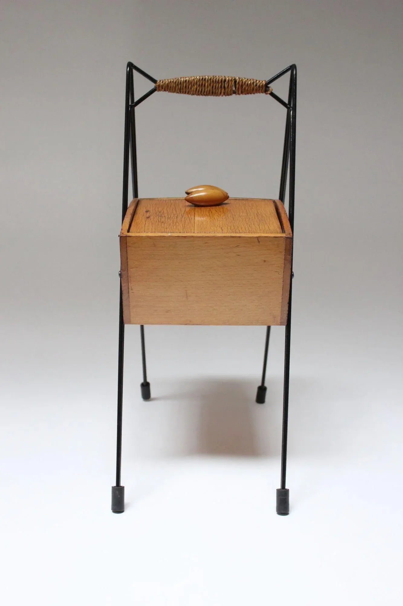 Petite Mid-Century Italian Maple and Metal Sewing Box - 5