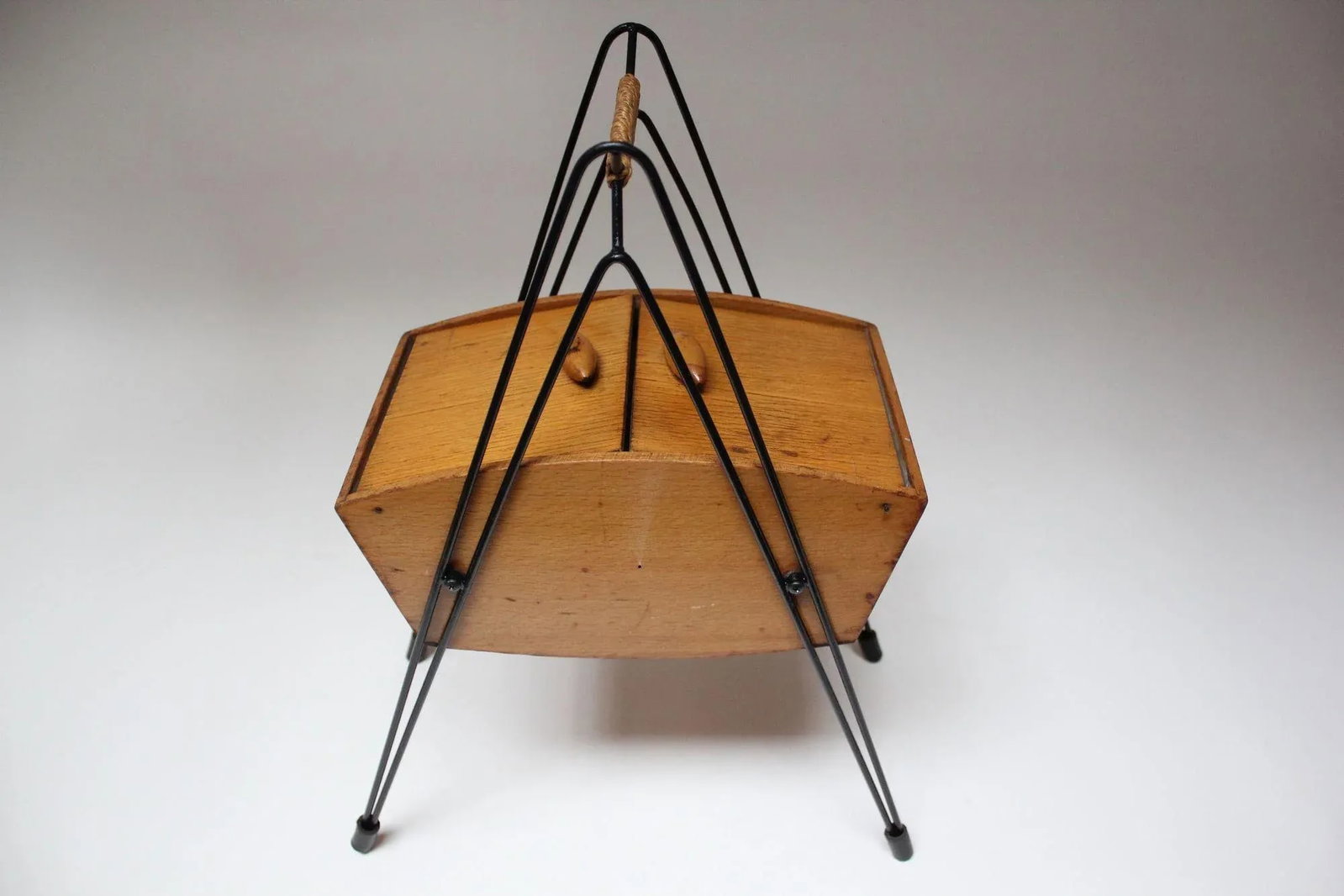 Petite Mid-Century Italian Maple and Metal Sewing Box - 6