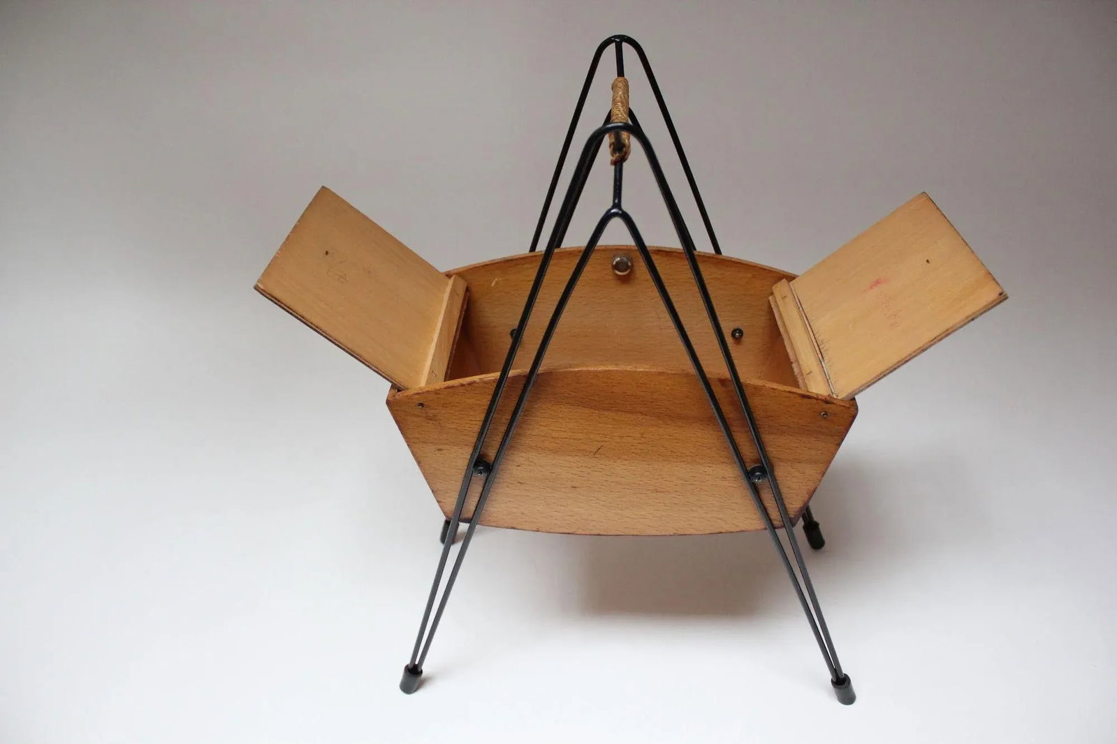 Petite Mid-Century Italian Maple and Metal Sewing Box - 7