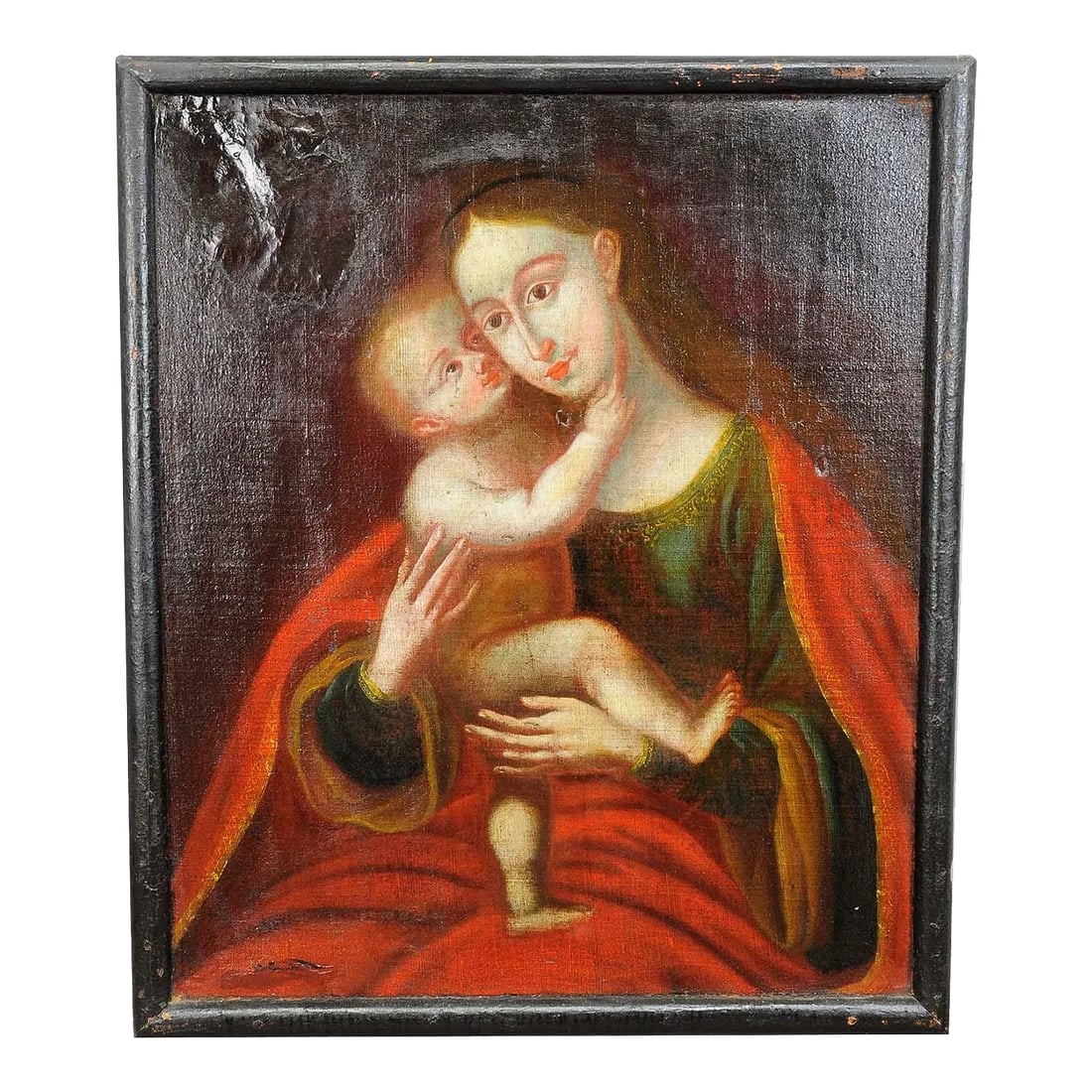 Oil Painting Miraculous Image of Insbruck Maria With Child After Cranach: Oil painting Miraculous Image of Insbruck Maria with Child after Cranach An antique oil painting depicting the Holy Mother with Child named the Miraculous Image of Insbruck. Oil on canvas with
