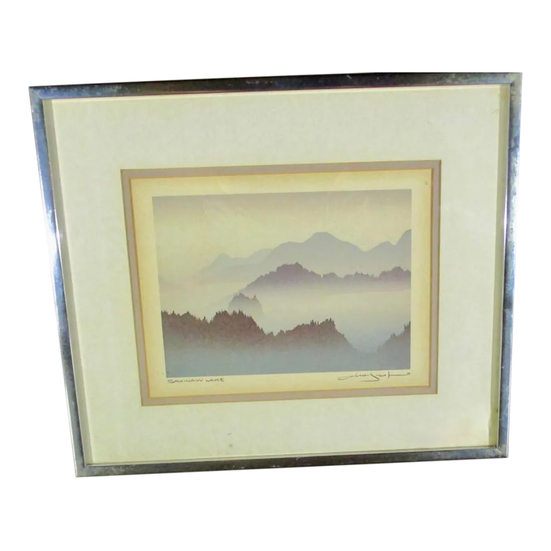 Original Silkscreen by Markgraf: A husband-wife team of Peter and Truaudl, master printers, printed this landscape of western Canada in the 70s'. Acclaimed and awarded for the mastery of the fading imagery. Produced in Western