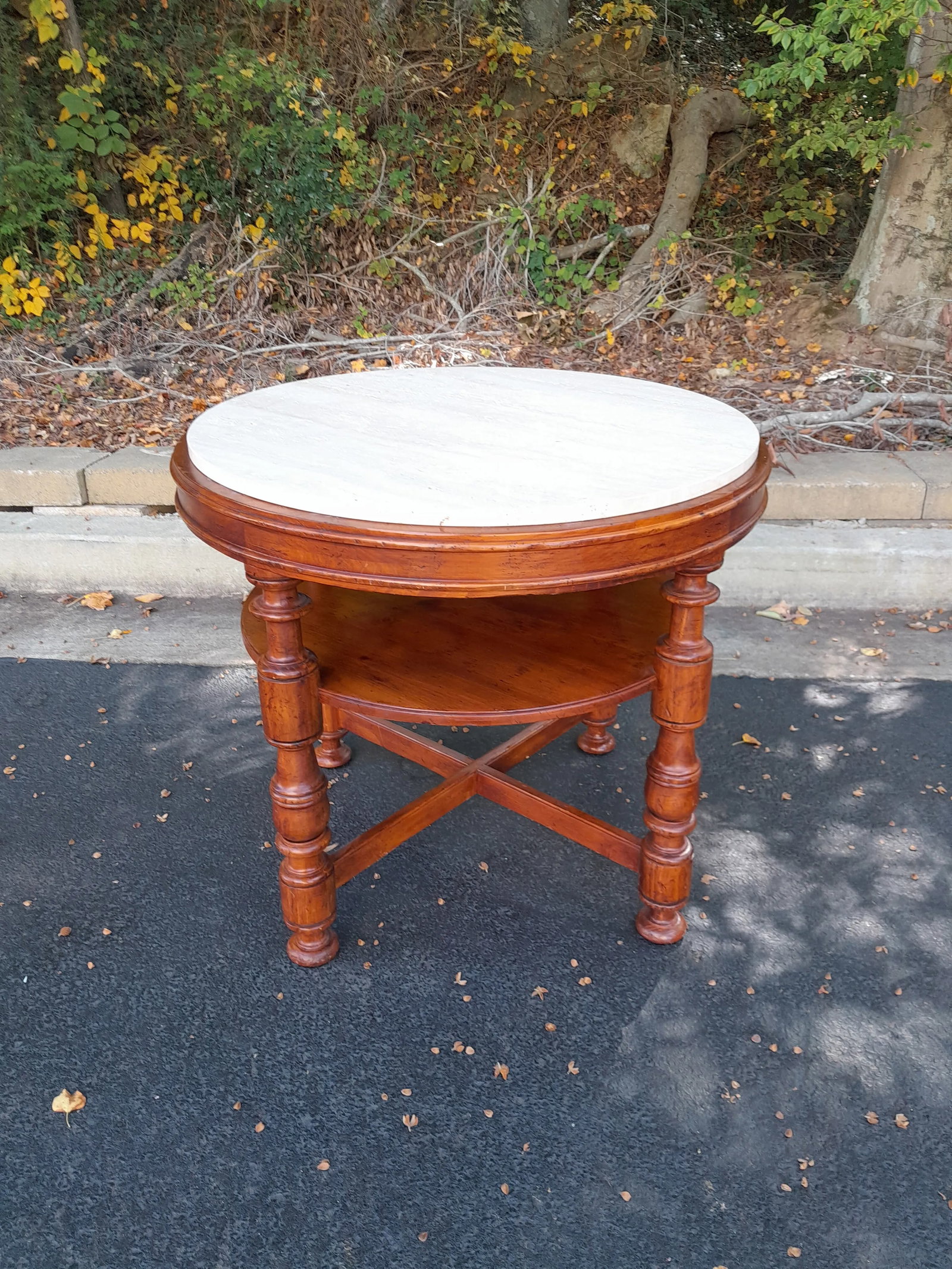1990s Milling Road for Baker Italian Provincial Walnut and Stone Center Side Table - 4