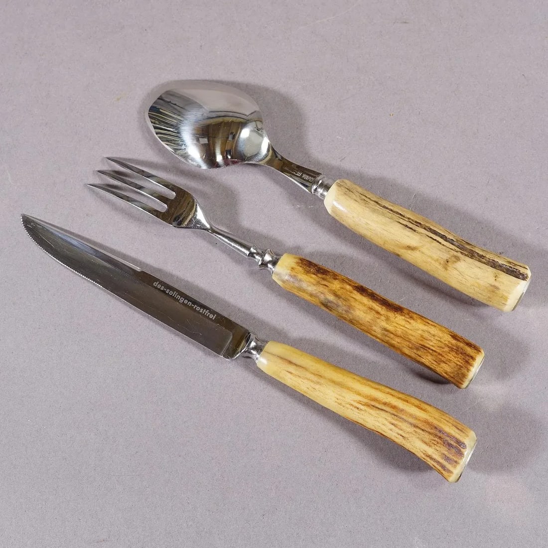 Vintage Stainless Steel and Horn Tableware Set for 6 Germany 1950s - 3