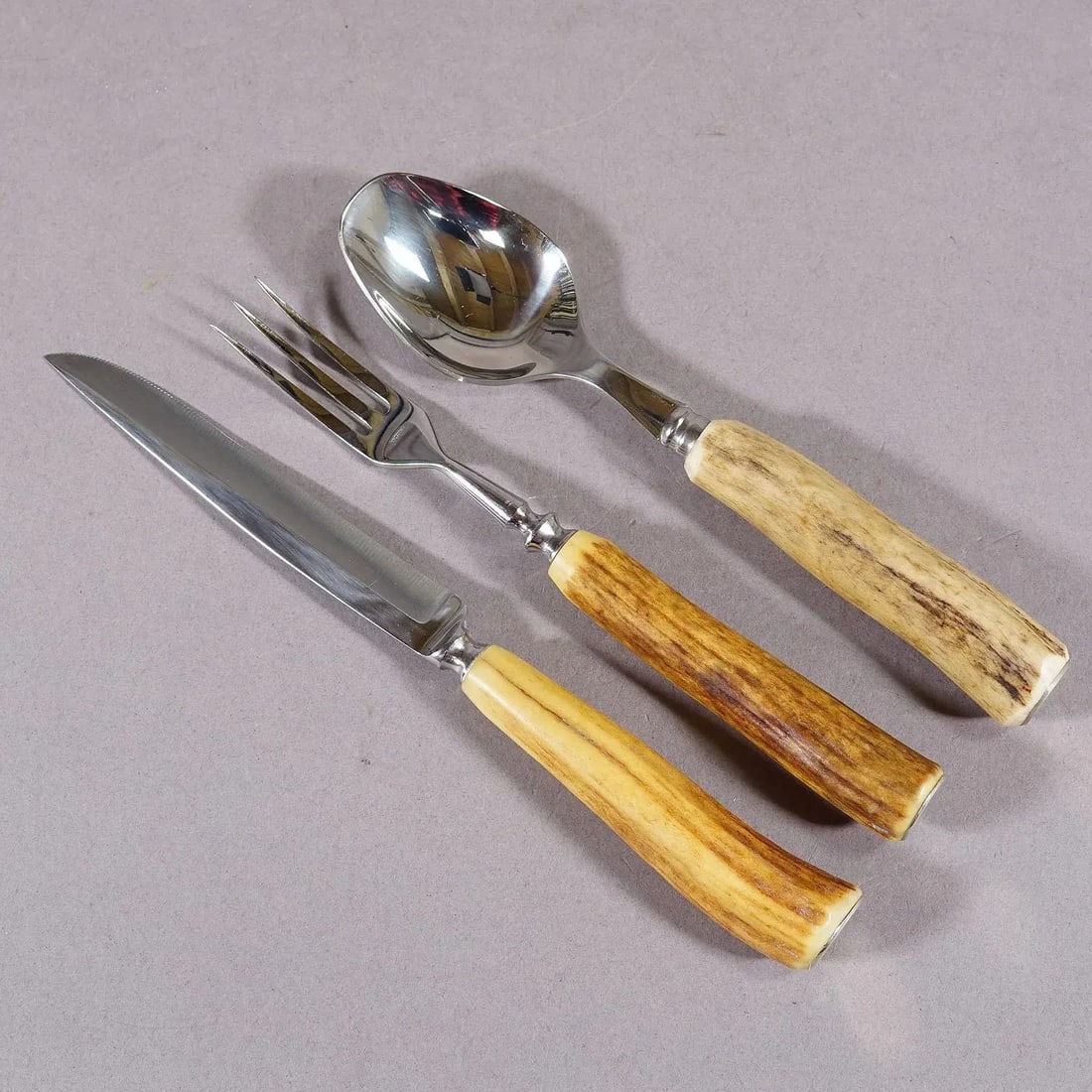Vintage Stainless Steel and Horn Tableware Set for 6 Germany 1950s - 4