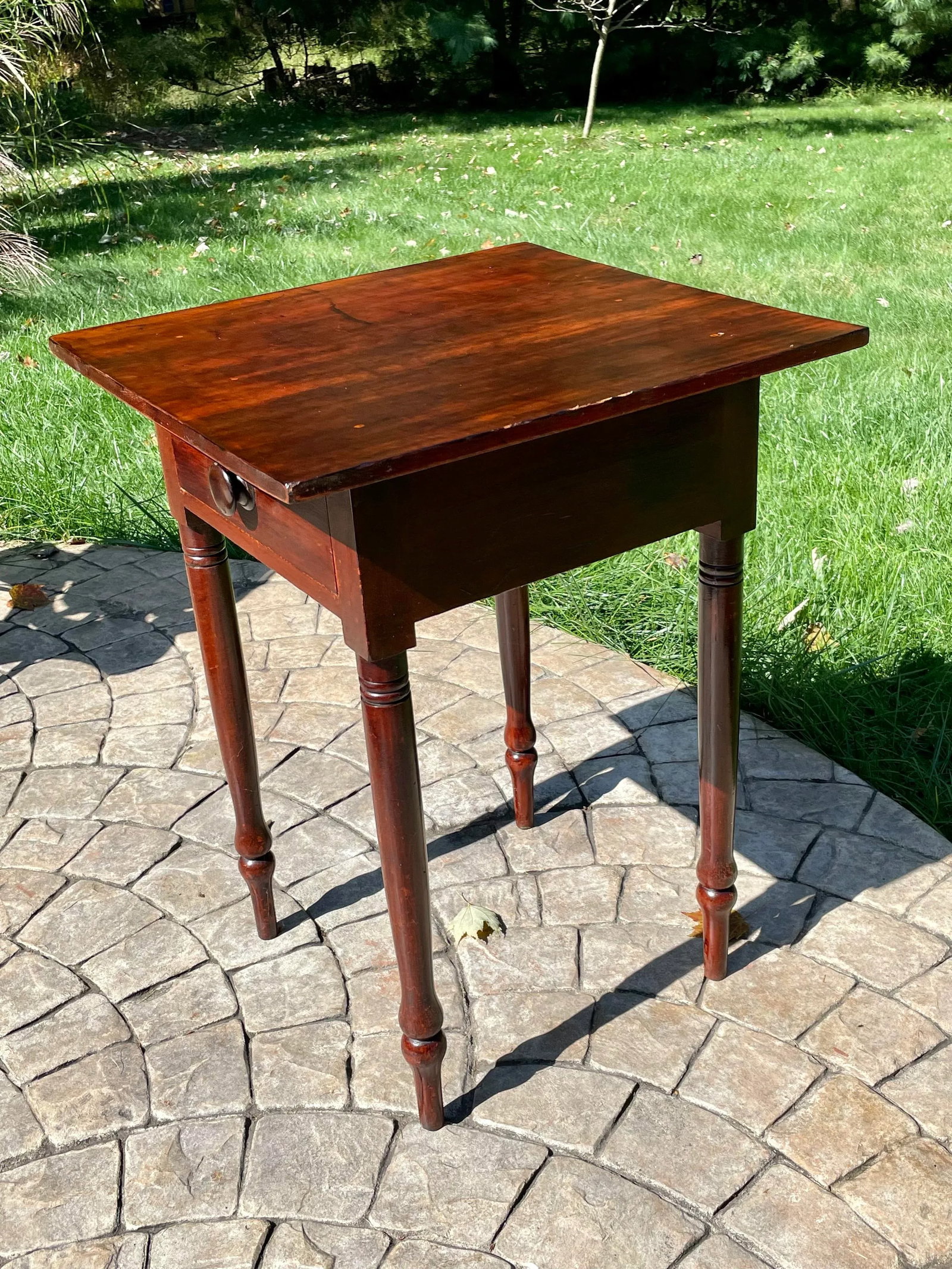 Antique One Drawer Stand With Distressed Top - 2