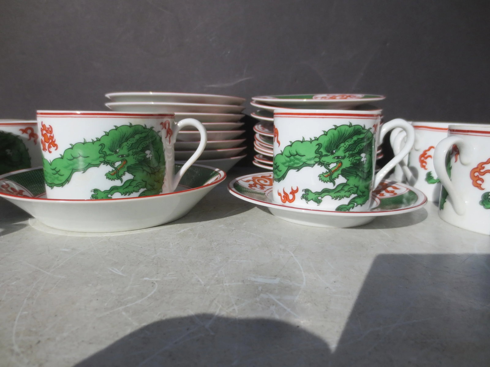 Fitz and Floyd Dragon Crest Coffee and Expresso Cups and Saucers, Set of 36 - 8