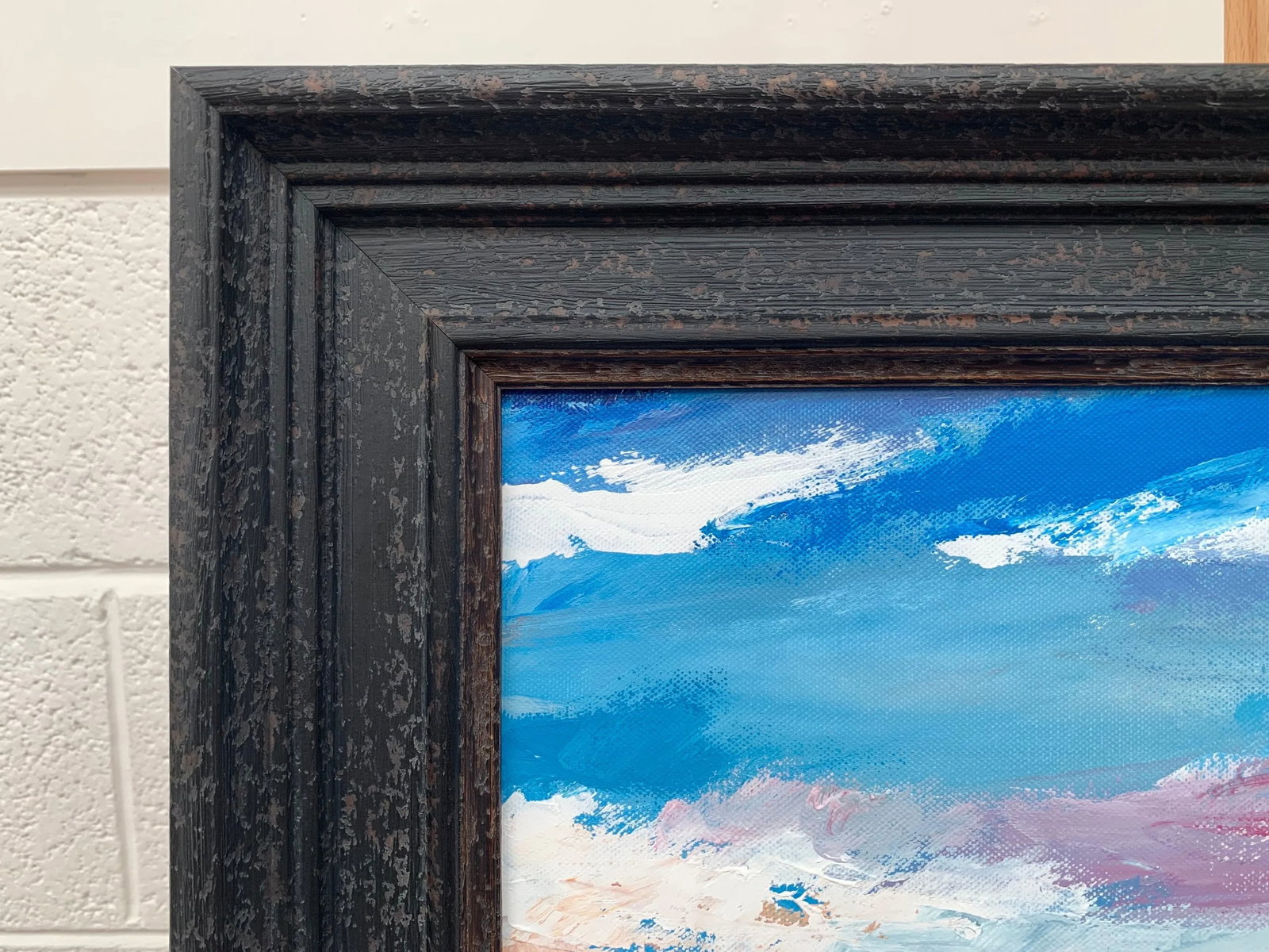 Pink & Blue Expressive Abstract Lake Seascape - Unique Original Art by Contemporary British Artist, - 2