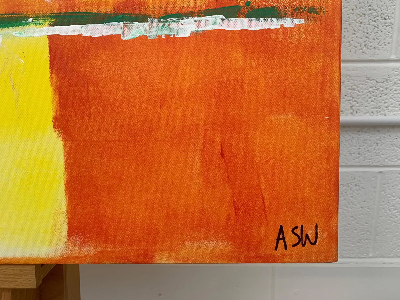 Abstract Painting With Yellow Orange Red & Pink - Unique Original Art by Contemporary British Artist - 5