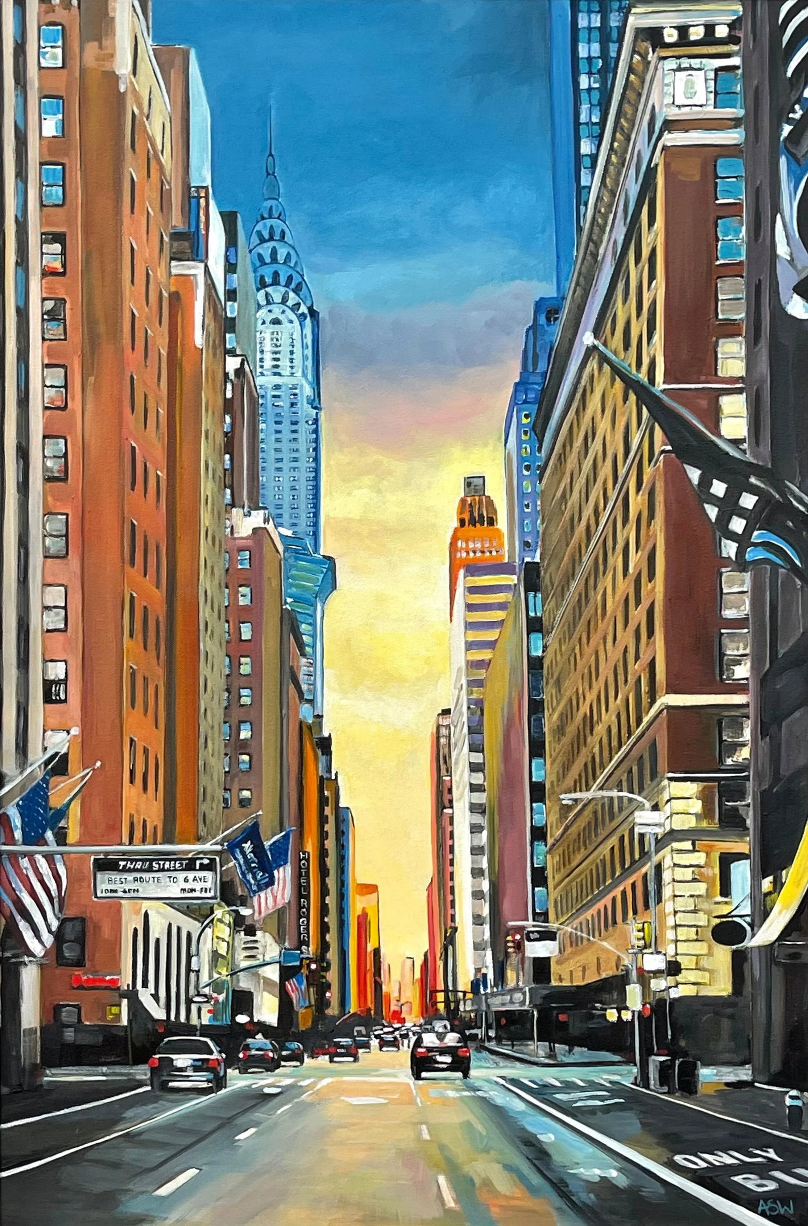 Chrysler Building 42nd Street New York City at Sunset With Golden Yellow Sky by Contemporary British - 11