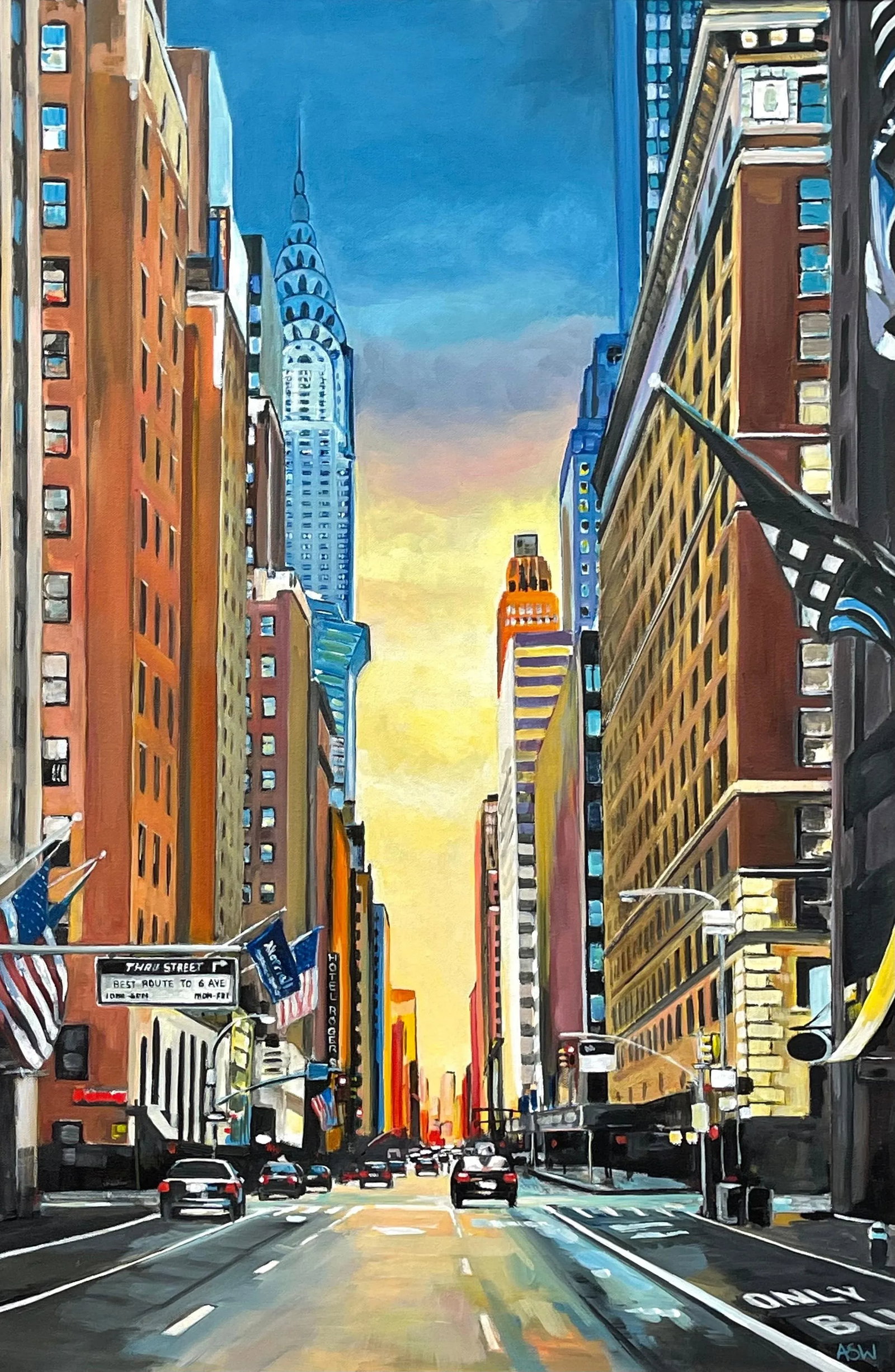 Chrysler Building 42nd Street New York City at Sunset With Golden Yellow Sky by Contemporary British - 6