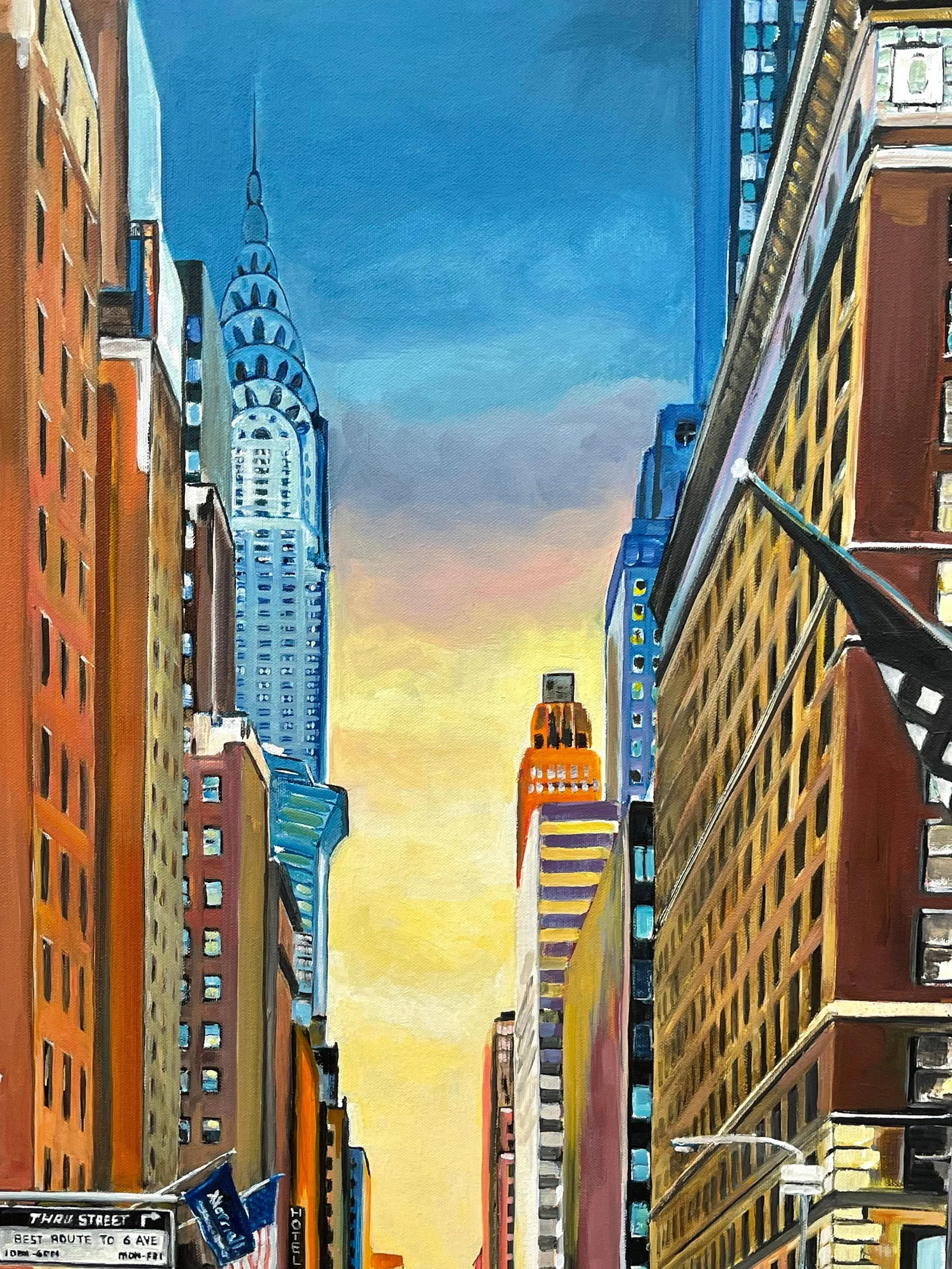Chrysler Building 42nd Street New York City at Sunset With Golden Yellow Sky by Contemporary British - 9