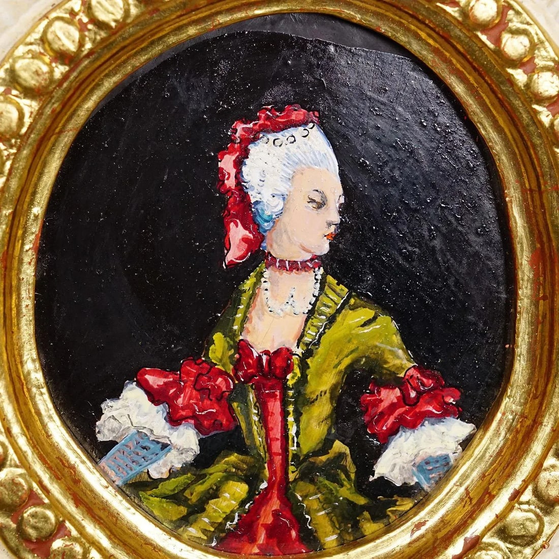 Set of Three Vintage Paintings With People in Rococo Costumes - 7