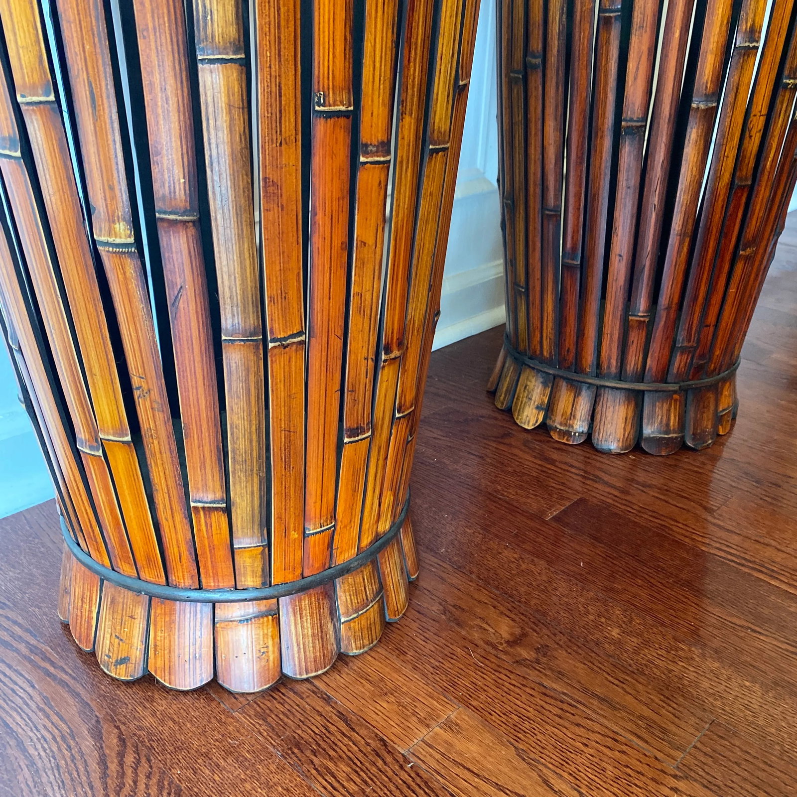 1970s Pair of Oversized Bamboo Storage Pots - 5