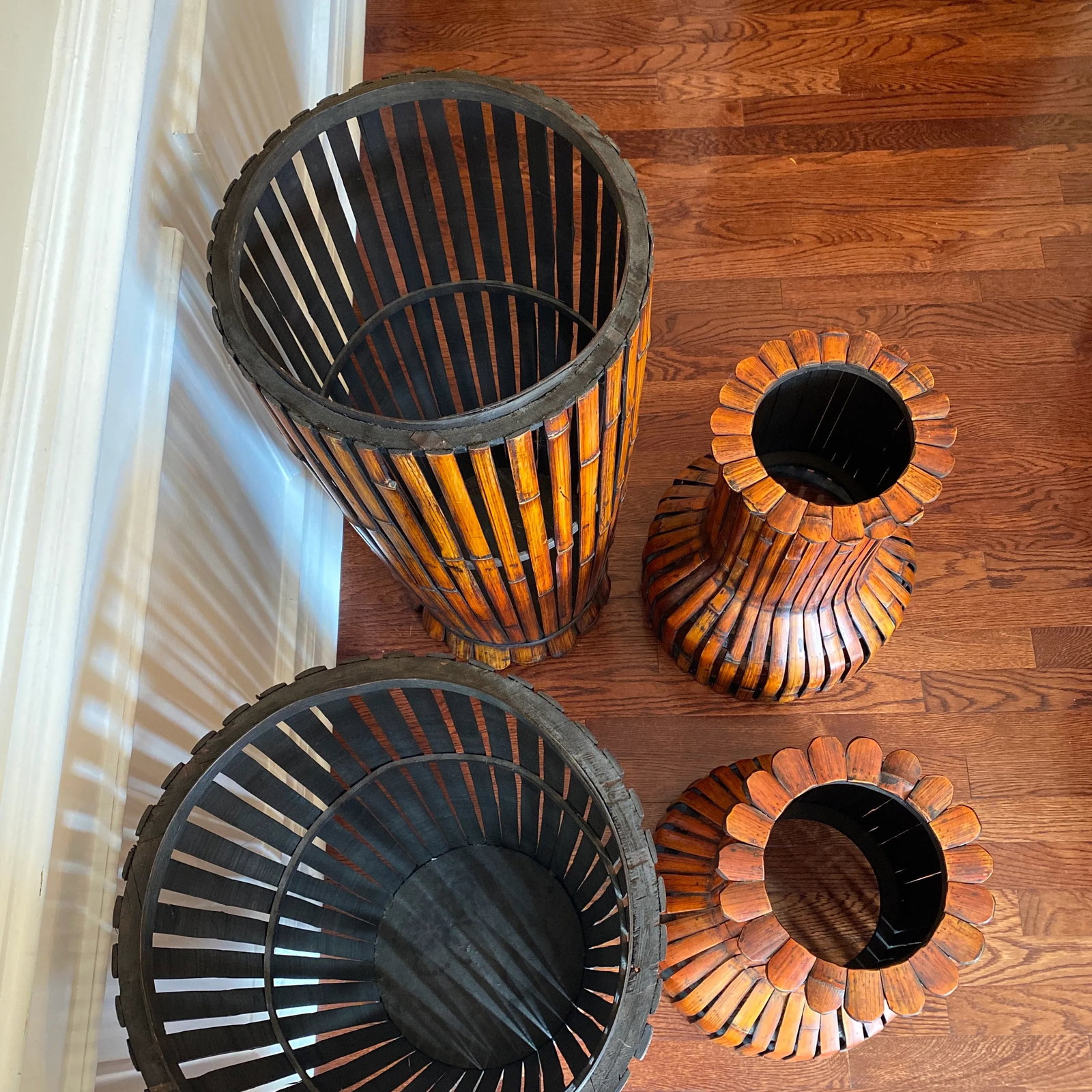 1970s Pair of Oversized Bamboo Storage Pots - 6