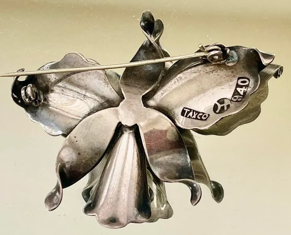 Vintage Hector Aguilar Taxco Mexico Sterling 940 Brooch - 4