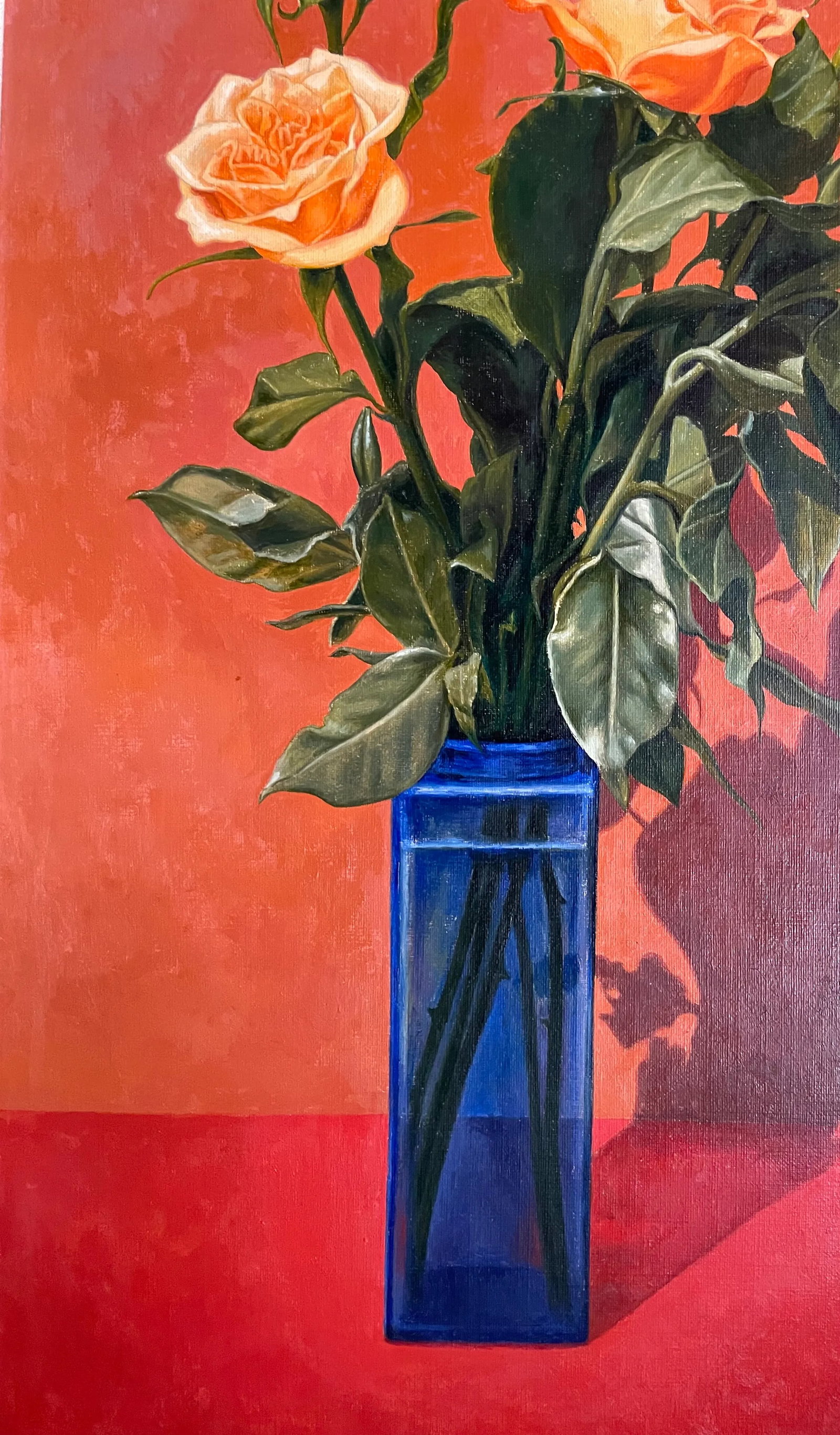 Roses in Cobalt Vase by Bernique Longley - 2