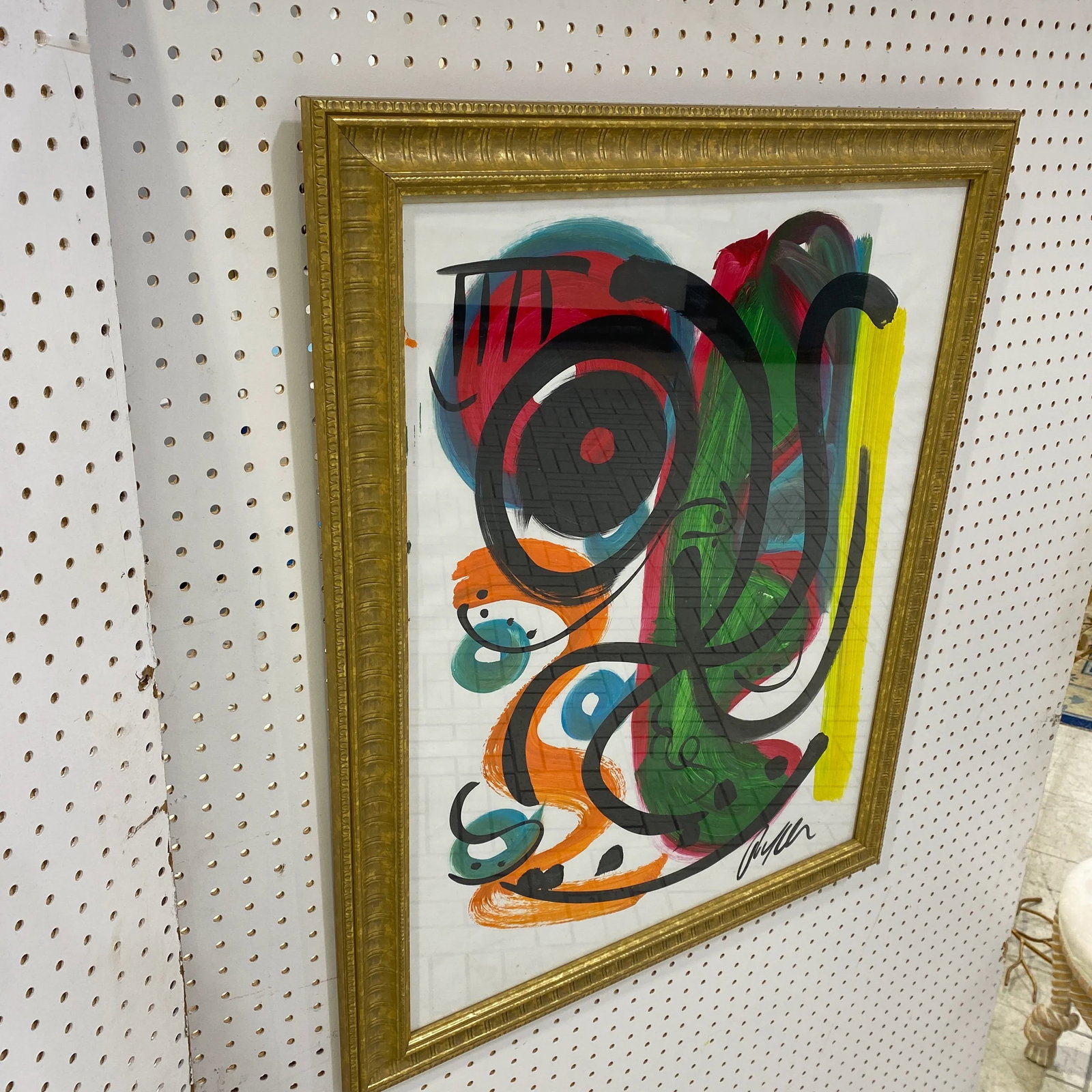 Original Peter Keil - Miro Style Green Abstract Framed Painting - 4