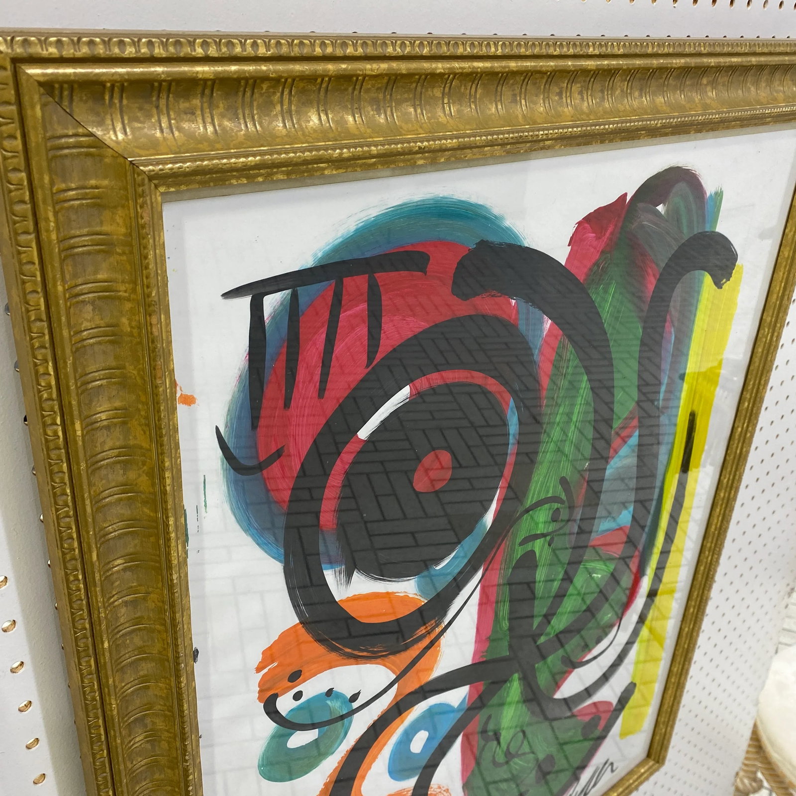 Original Peter Keil - Miro Style Green Abstract Framed Painting - 6