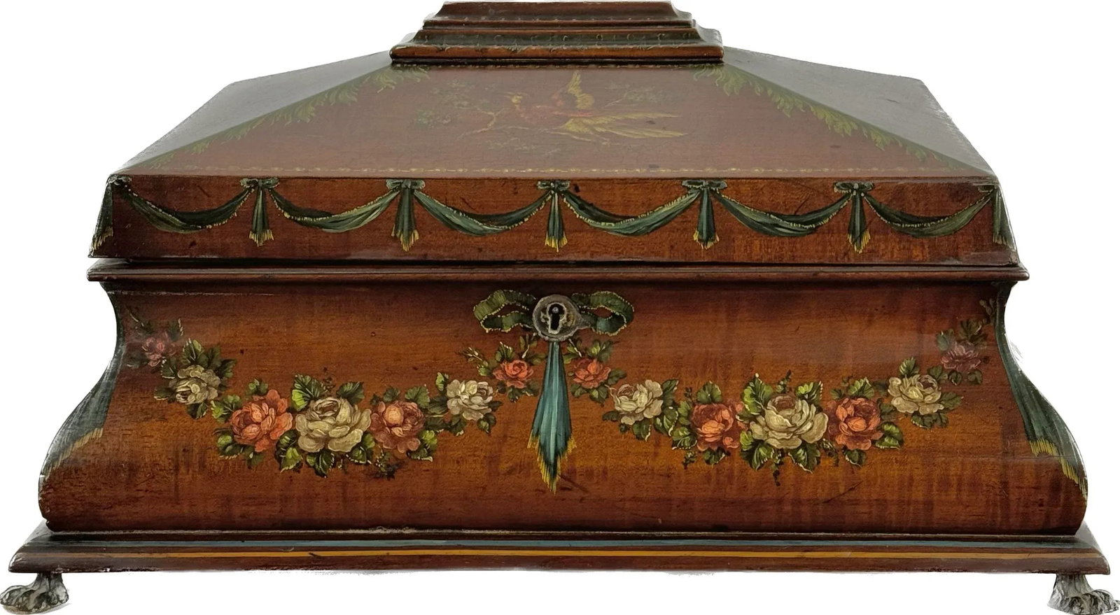 19th Century Painted Satinwood Dresser Box - 11