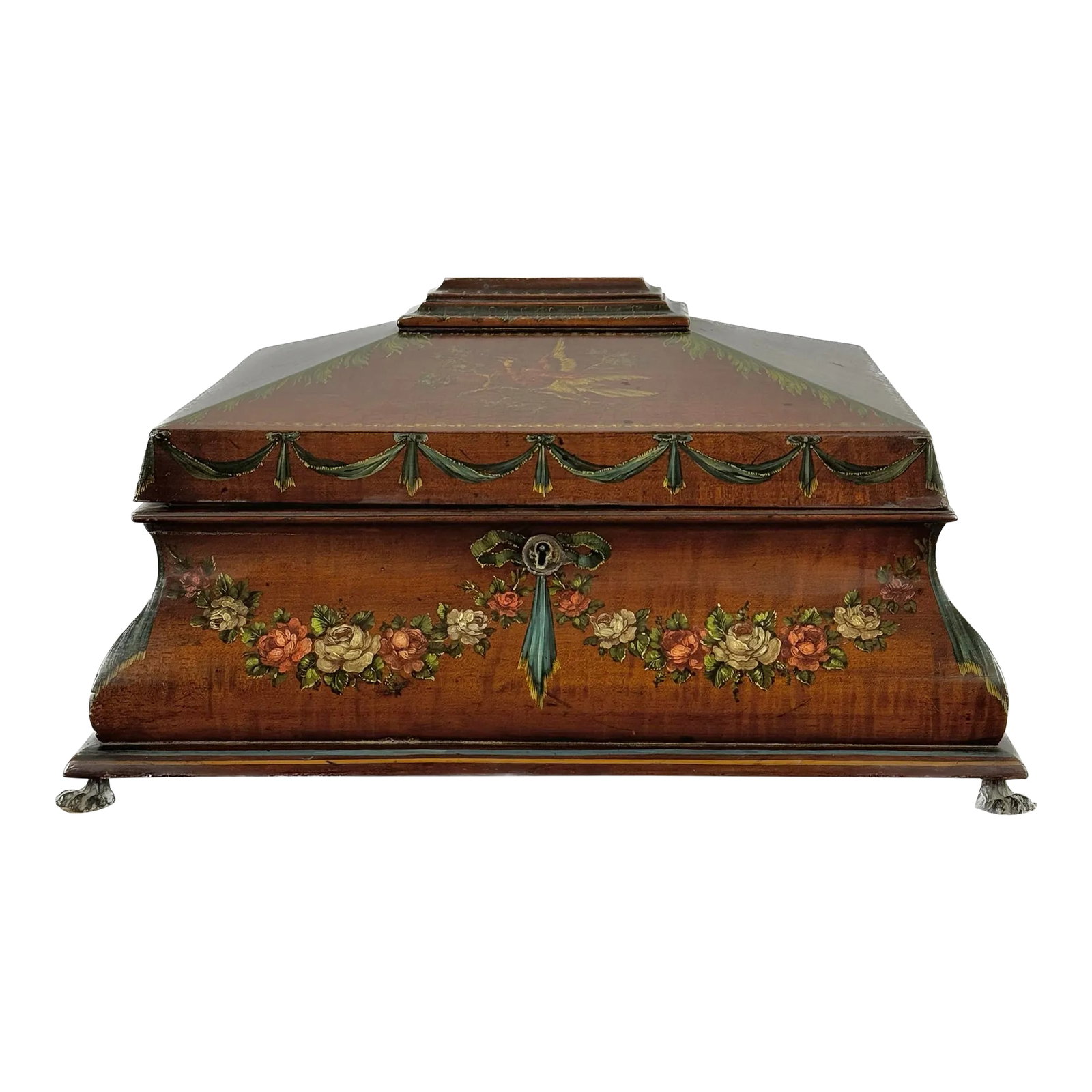 19th Century Painted Satinwood Dresser Box (1 of 11)