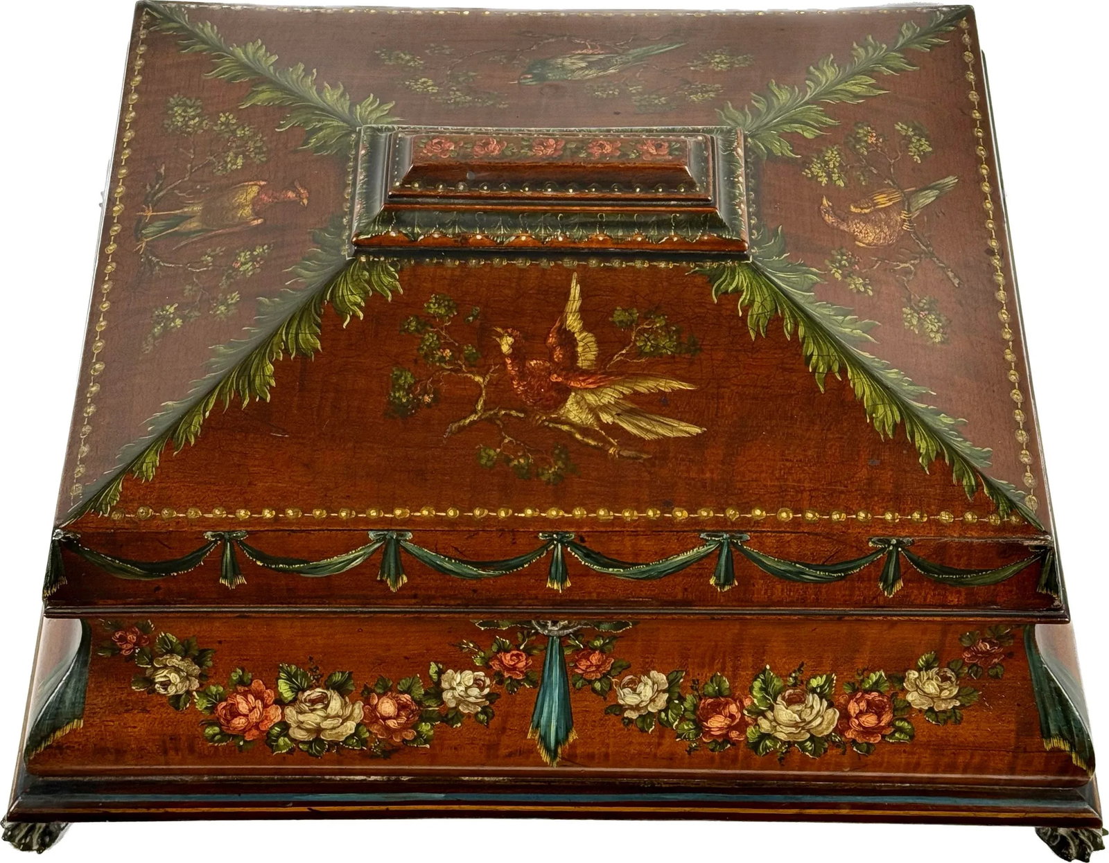 19th Century Painted Satinwood Dresser Box - 3