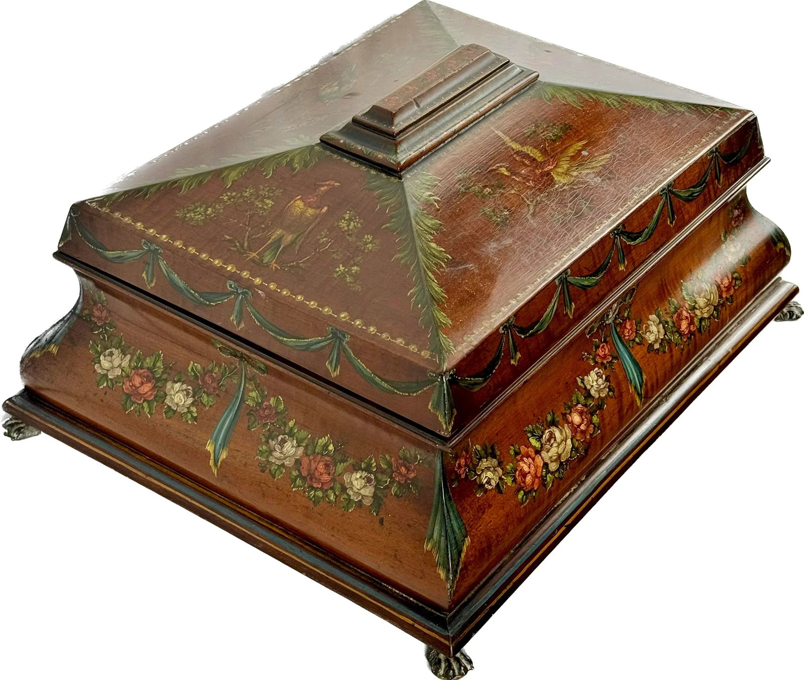 19th Century Painted Satinwood Dresser Box - 4