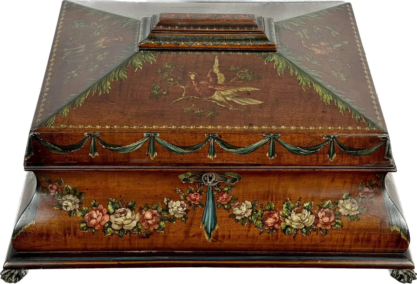 19th Century Painted Satinwood Dresser Box - 5