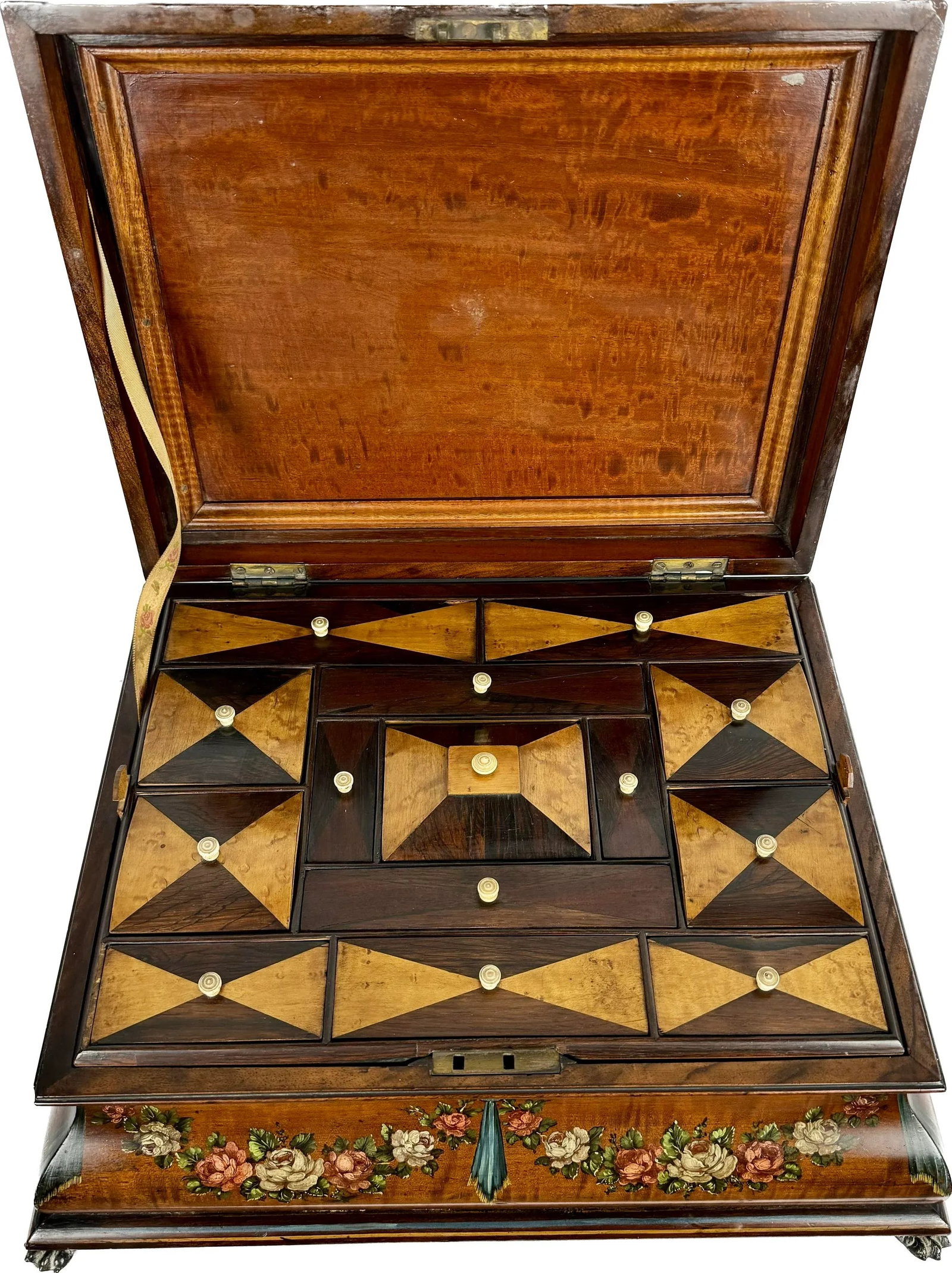 19th Century Painted Satinwood Dresser Box - 7