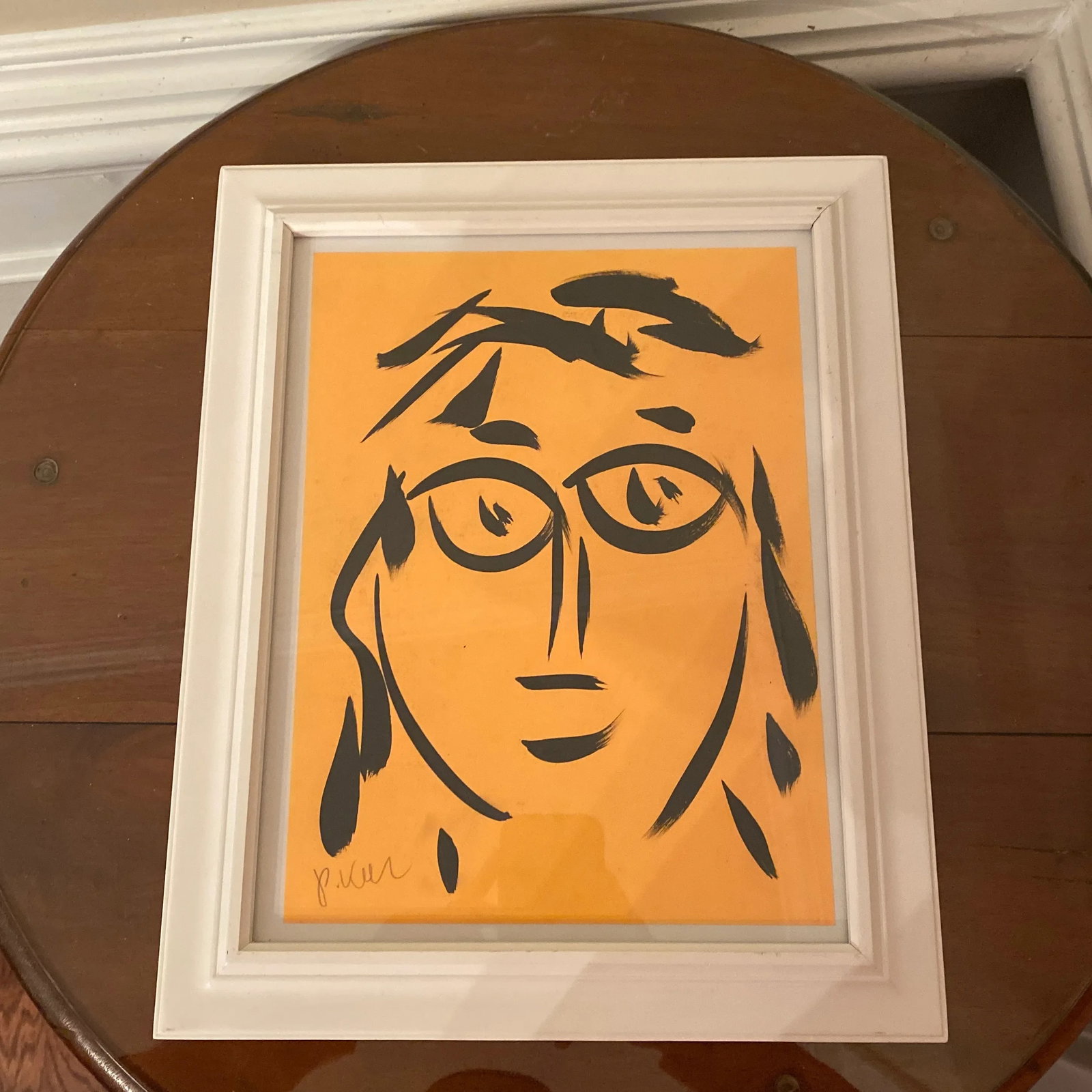 Late 20th Century Peter Keil Original Orange Abstract Portrait Painting - 3