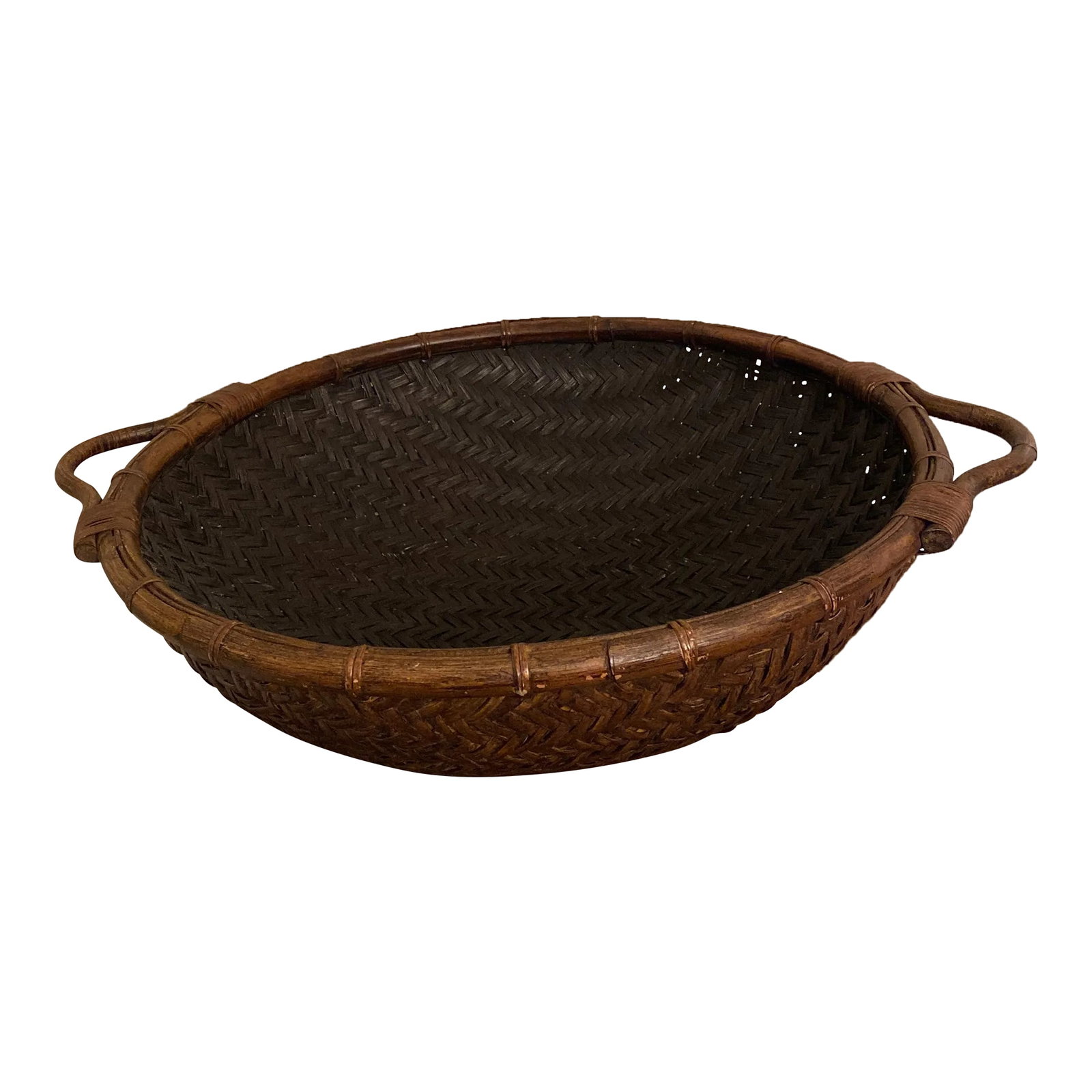 Vintage Chineese Hand Woven Rattan Market Basket (1 of 5)