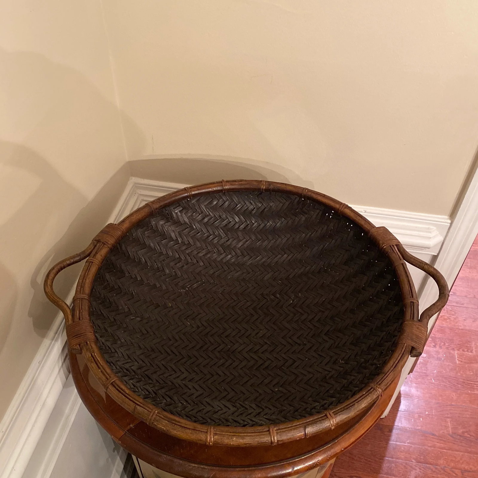Vintage Chineese Hand Woven Rattan Market Basket - 2