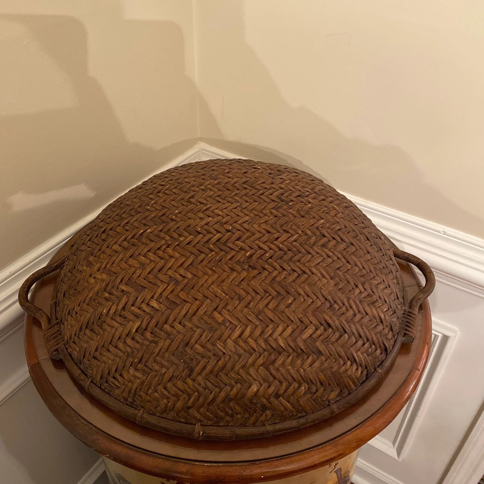 Vintage Chineese Hand Woven Rattan Market Basket - 4