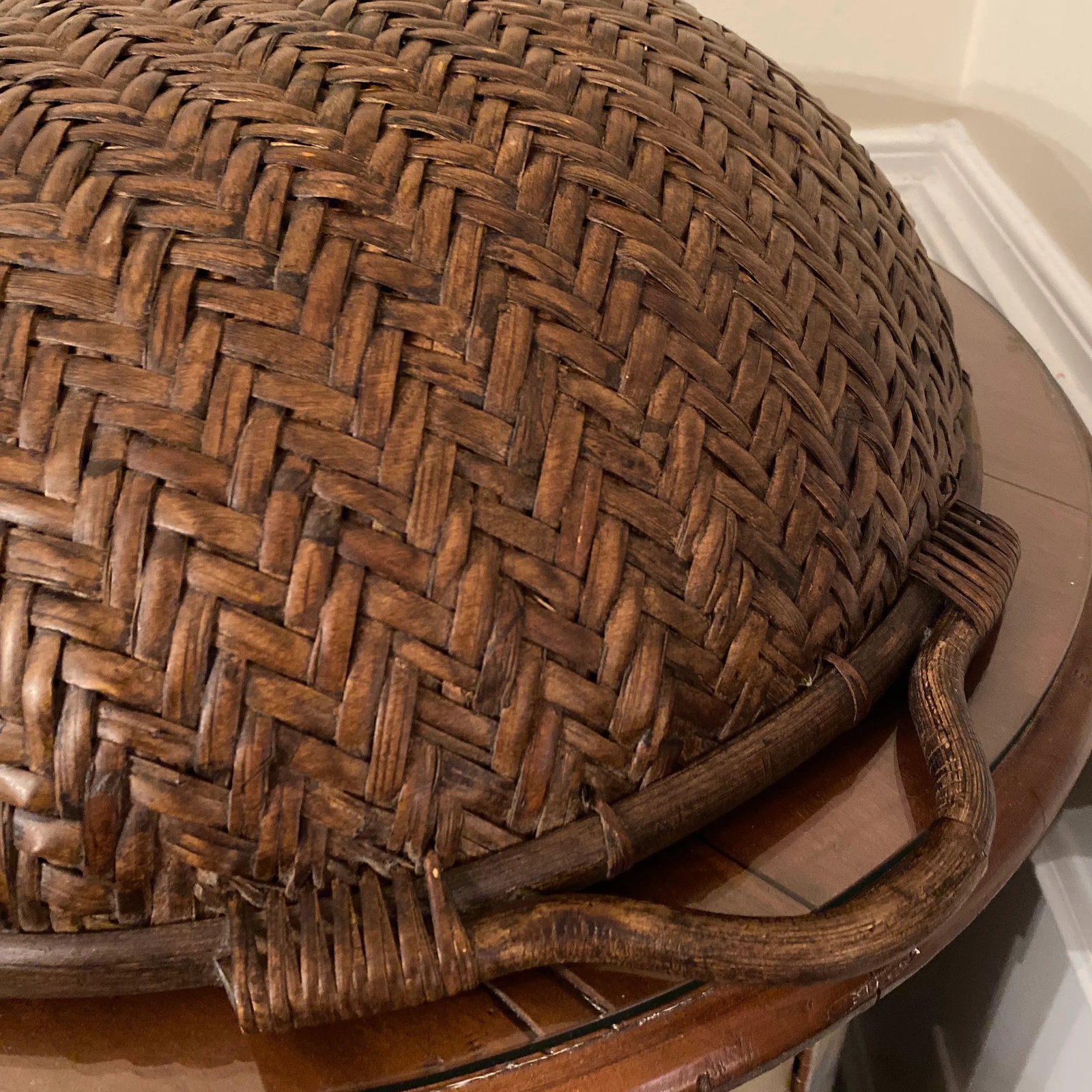 Vintage Chineese Hand Woven Rattan Market Basket - 5