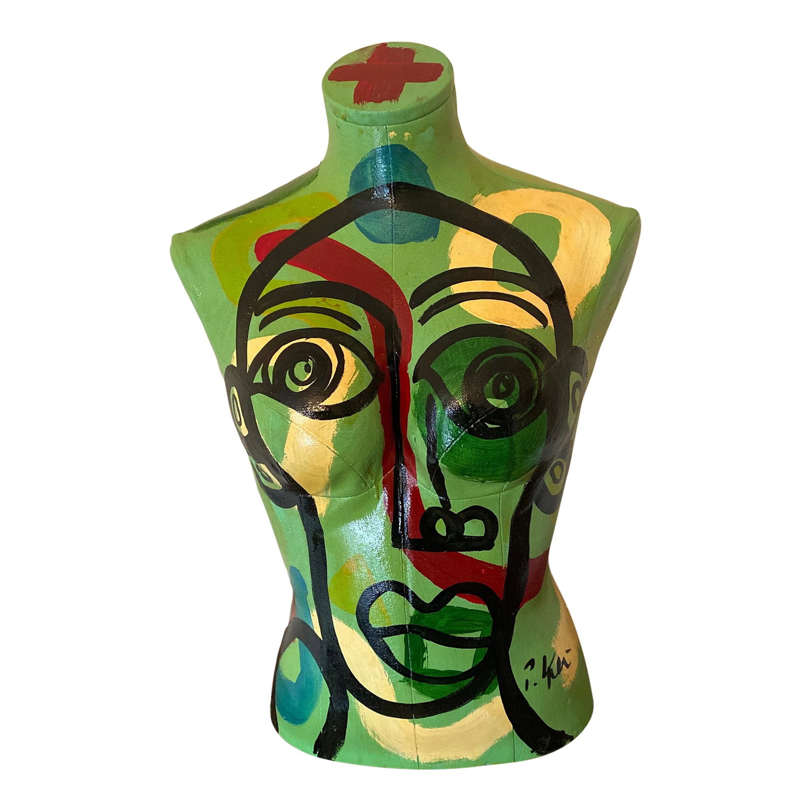 Peter Keil Original Abstract Painting Sculpture: This unique piece of art by listed artist Peter Robert Keil is a one-of-a-kind painting that captures the essence of contemporary art. The large sized painted torso sculpture that is sure to be a