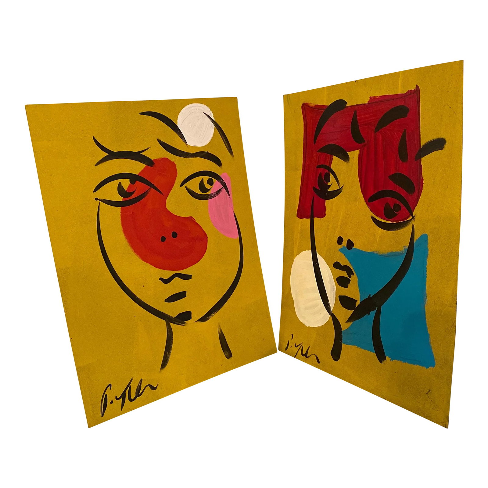 Abstract Peter Keil Original Acrylic on Board Painting ~ a Pair: Peter Keil is a German artist that focuses primarily on abstract expressionism. Keil painted with some of the greats including, Joan Miró, Andy Warhol and Pablo Picasso, to name a few. Both are