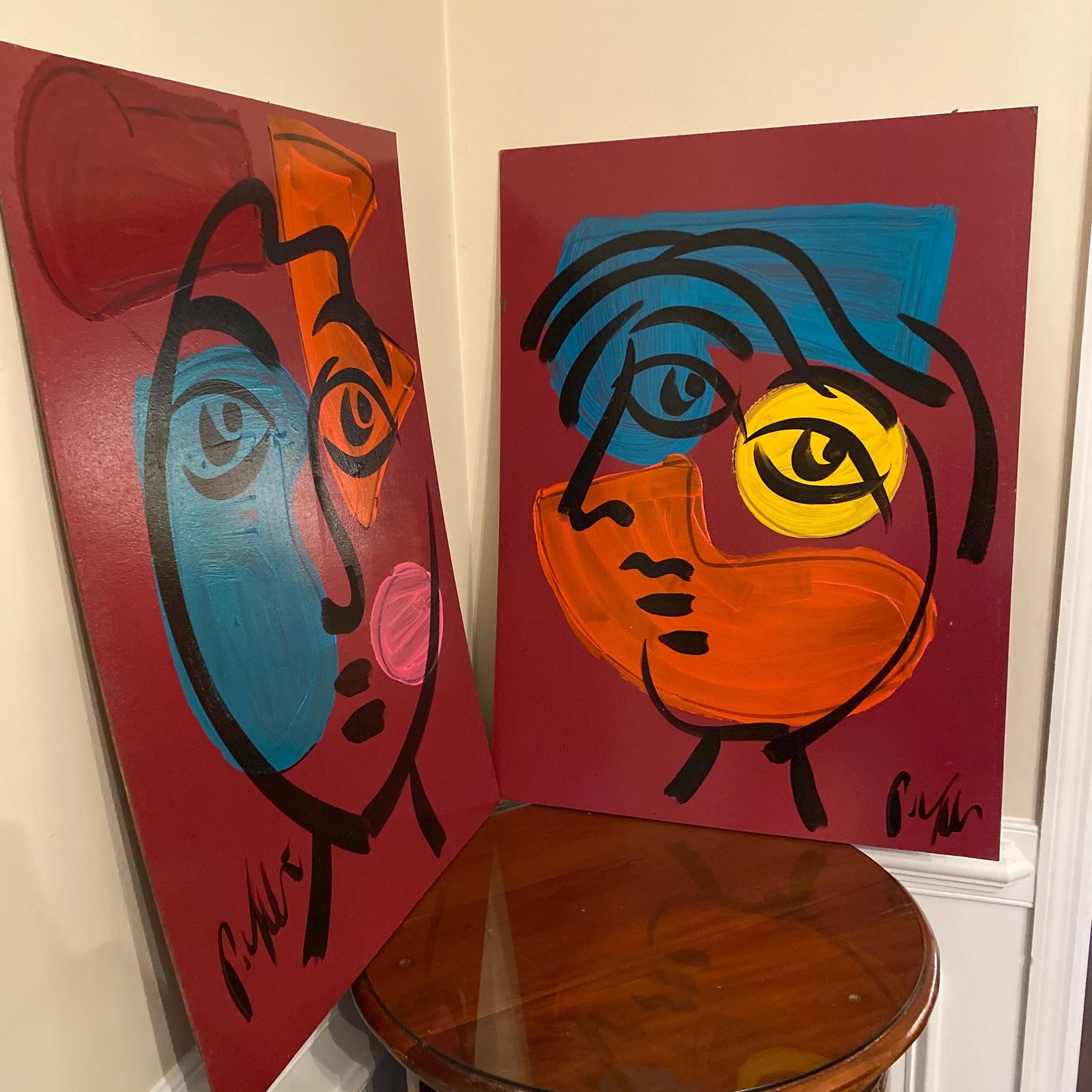 Abstract Peter Keil Original Acrylic on Board Painting ~ a Pair - 3