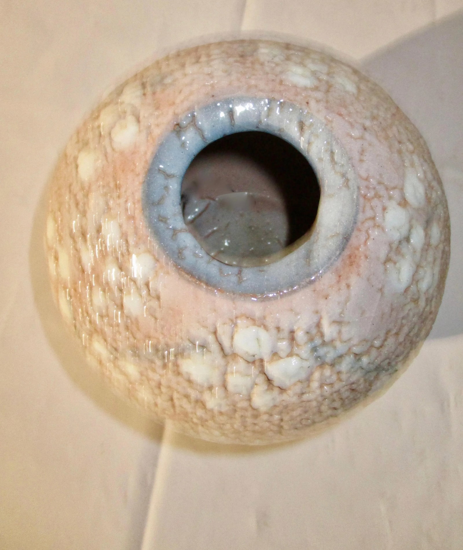 Japanese Modern Art Pottery Shino Glaze Vase - 5