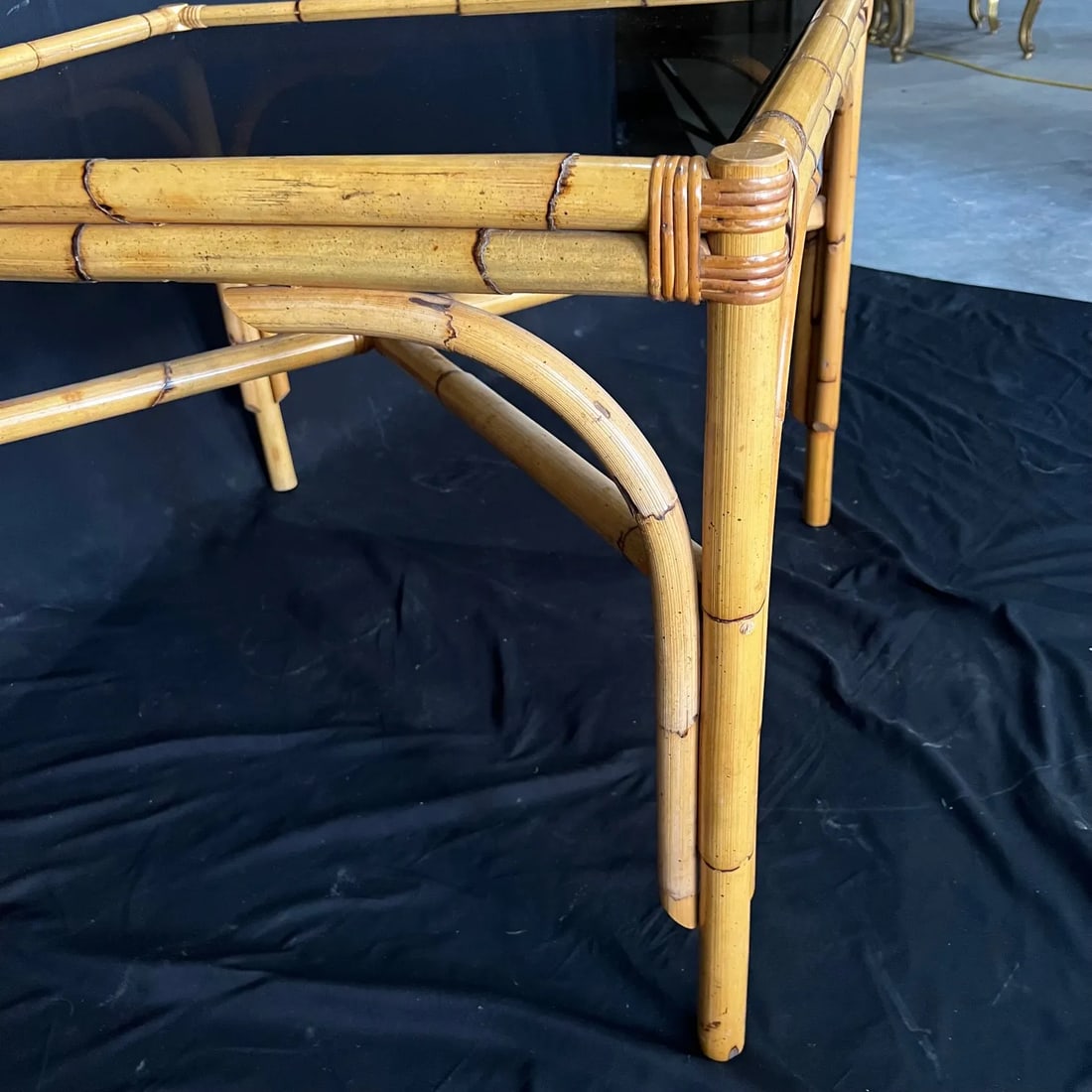Ficks Reed Style 1950s Mid Century Rattan Dining Table and Four Caned Chairs -Set of 5 - 5