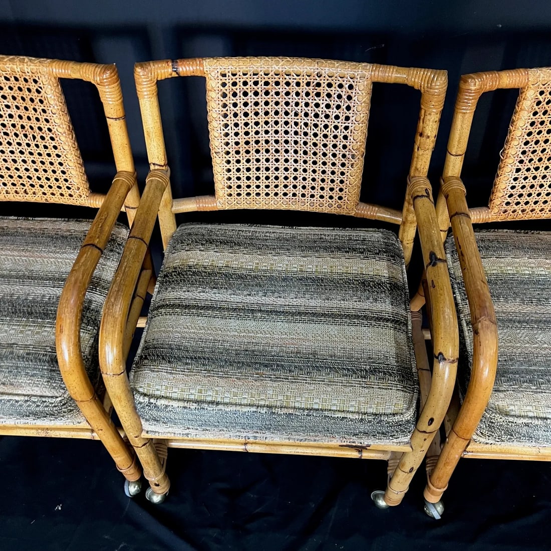 Ficks Reed Style 1950s Mid Century Rattan Dining Table and Four Caned Chairs -Set of 5 - 8