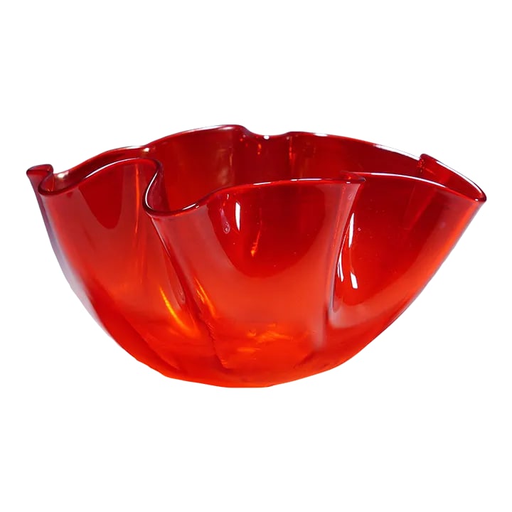 Venini Vase 'Fazzoletto' in Red, Venice Murano 1950s (1 of 9)