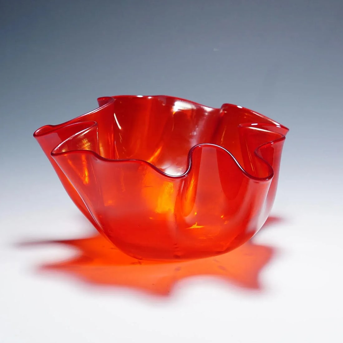 Venini Vase 'Fazzoletto' in Red, Venice Murano 1950s - 3