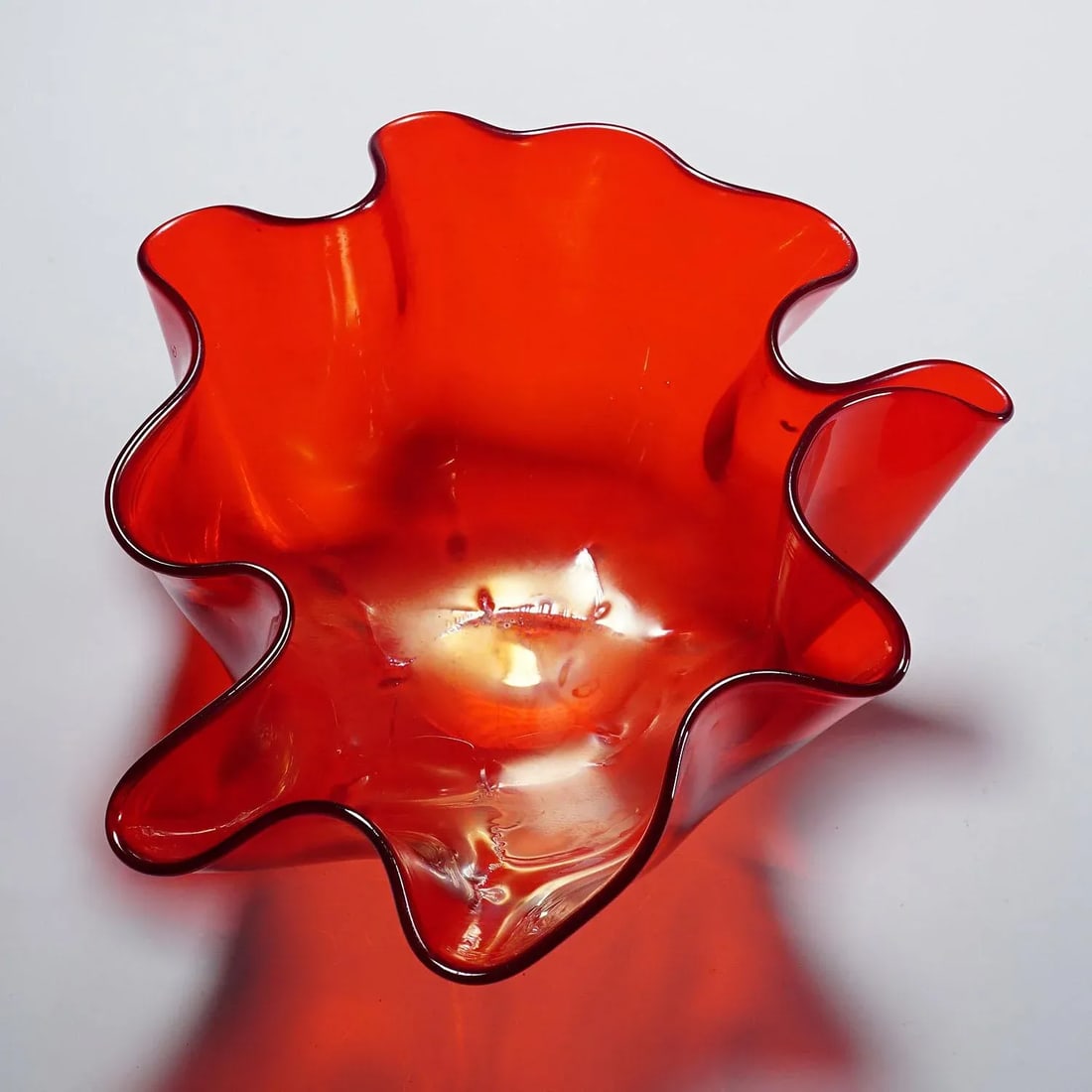 Venini Vase 'Fazzoletto' in Red, Venice Murano 1950s - 7